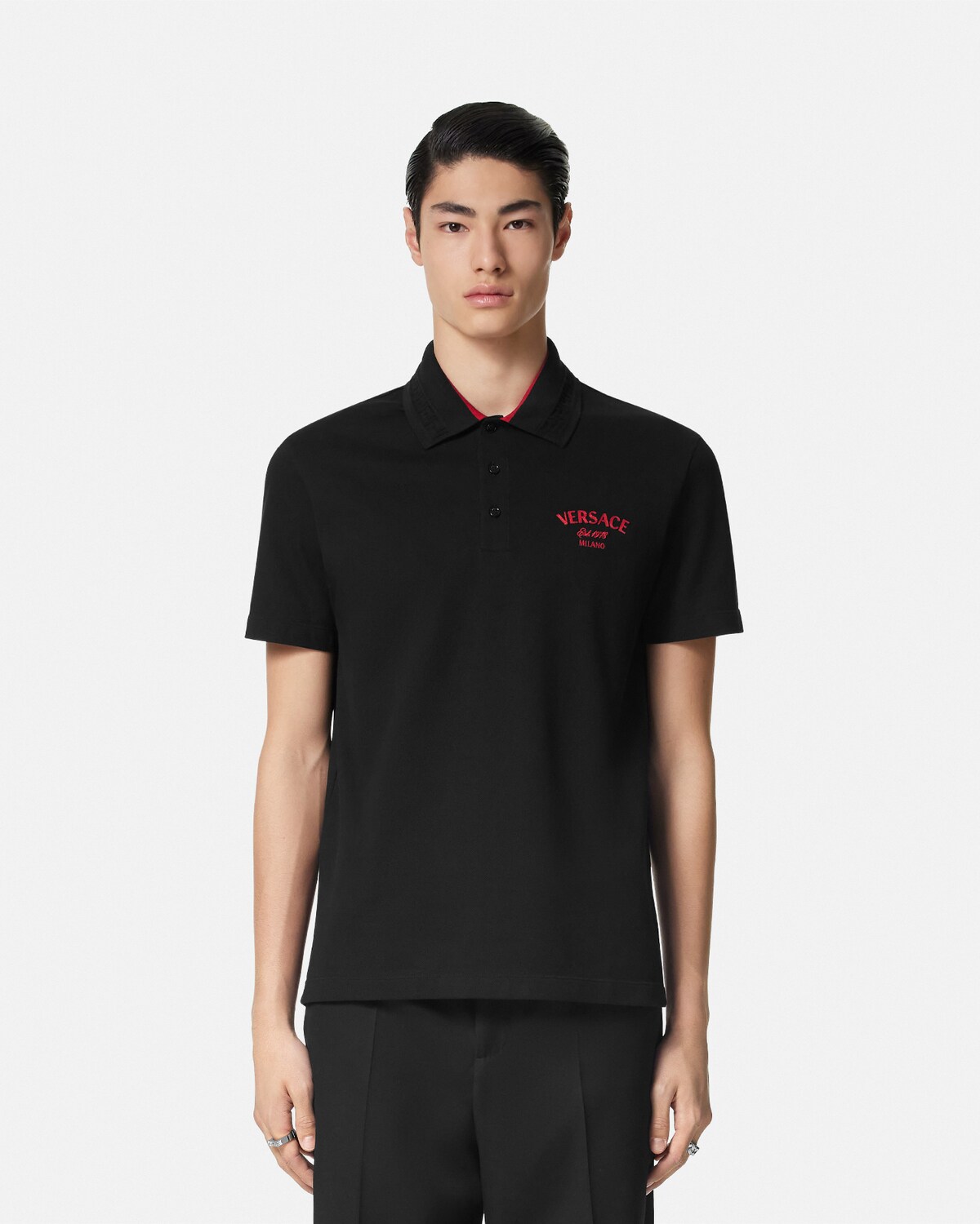 Embroidered Versace Milano Stamp Polo Shirt VERSACE US