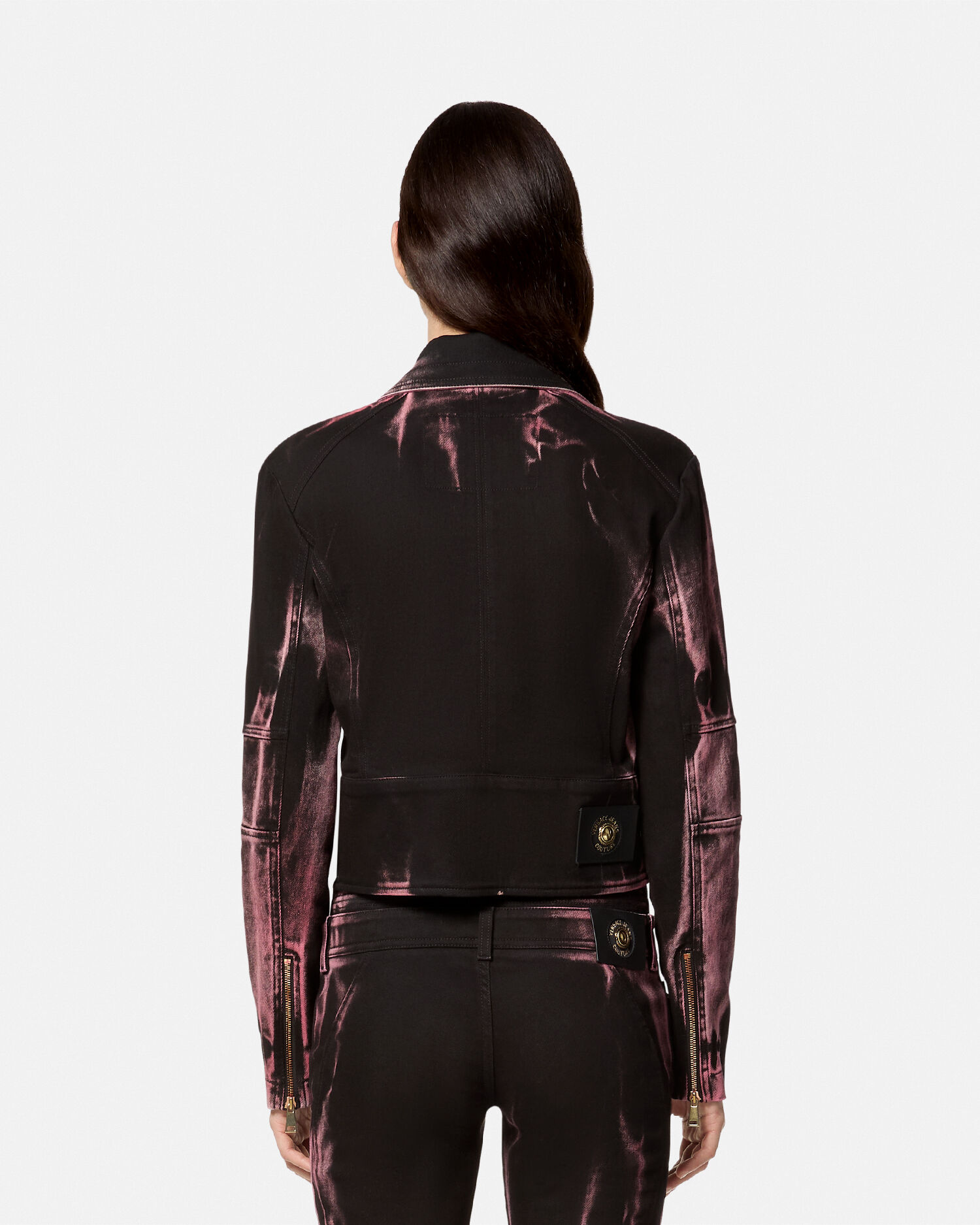 Baroque Buckle Denim Biker Jacket