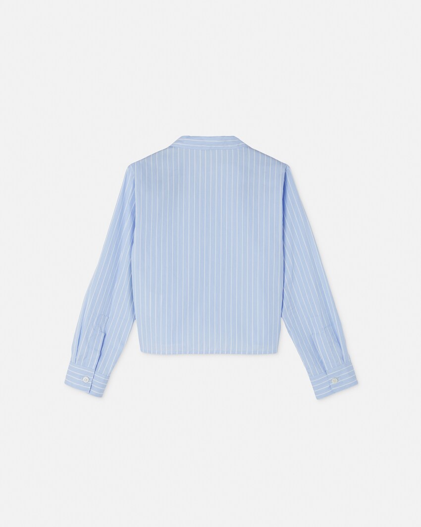 Chemise ray&eacute;e en popeline de coton avec logo Kids Bleu Clair 2