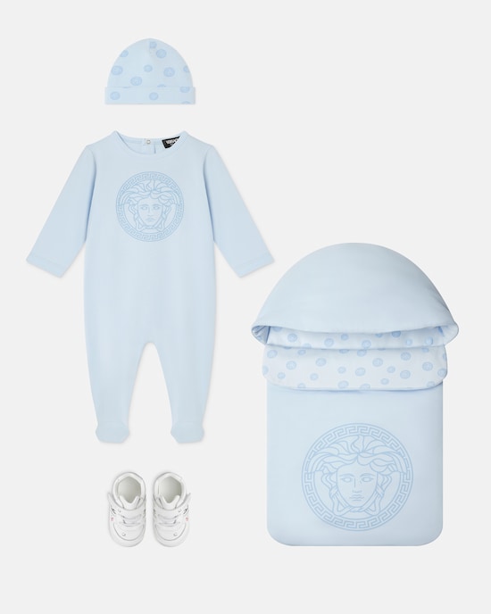 Baby Printed Cotton-Jersey Sleepsuit Set  Light Blue 2