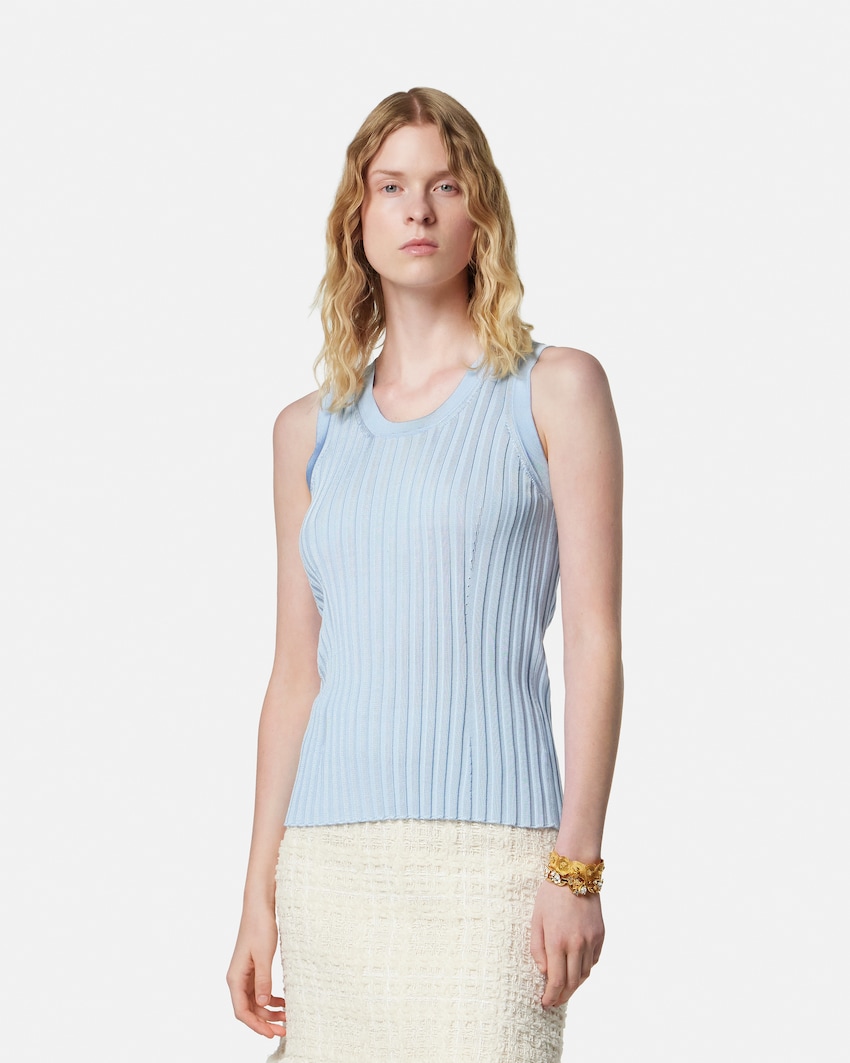 Knit Tank Top Light Blue 4