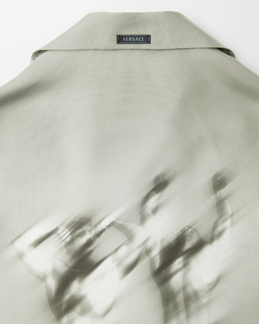 Printed Silk Twill Slim Shirt Gray 4