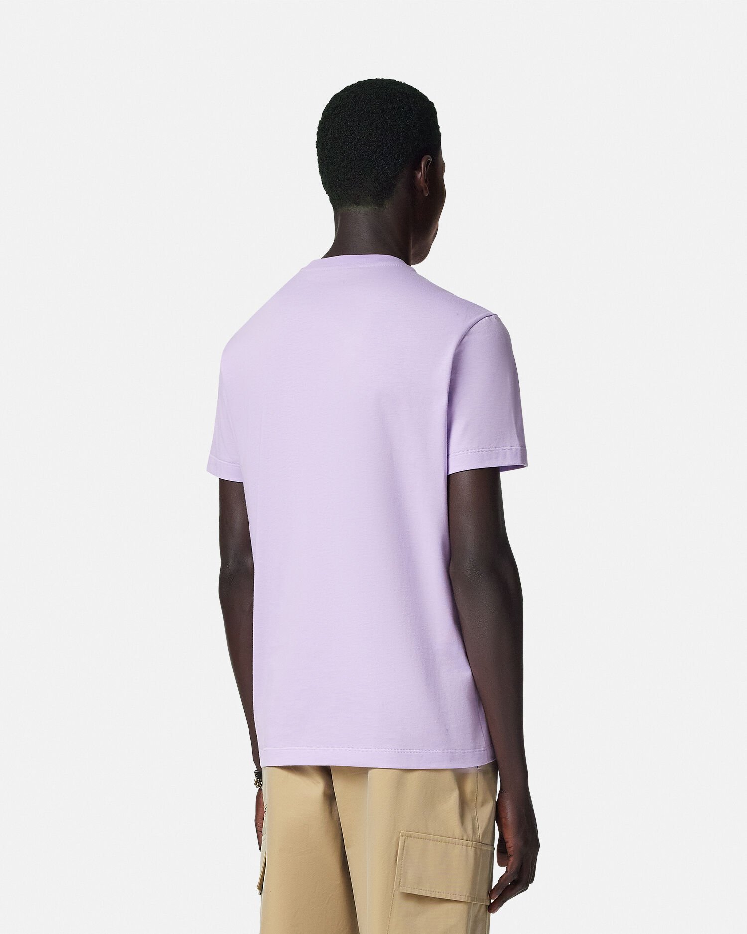Medusa embellished cotton jersey T-shirt in purple - Versace