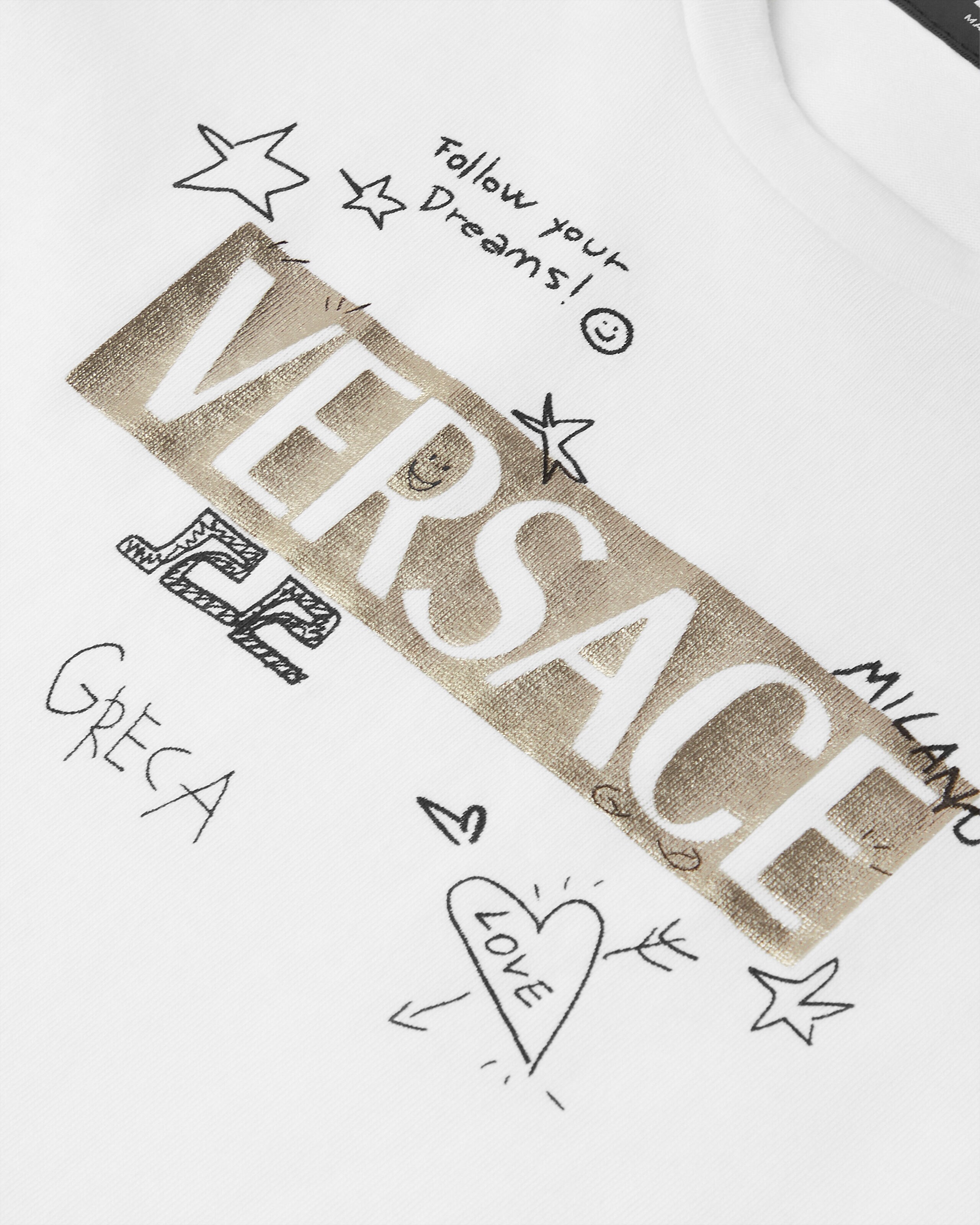 Kids Printed Cotton-Jersey T-Shirt White,Print | VERSACE US