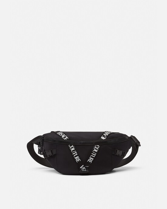 Versace Jeans Couture حقيبة بحزام بشعار V-Webbing أسود+طباعة 1