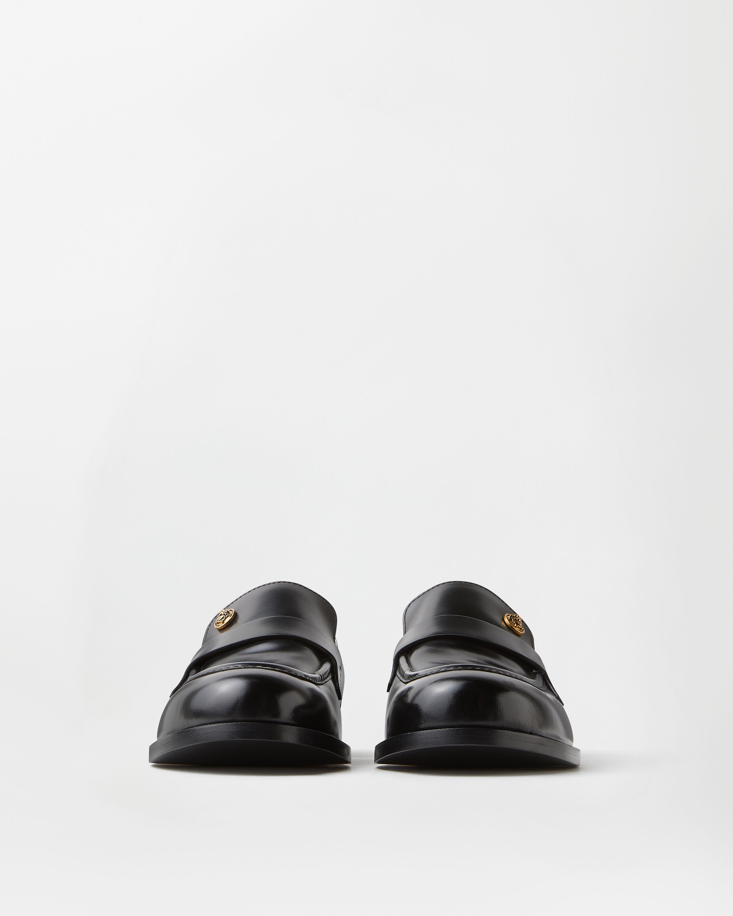 Manu Leather Loafers Black | VERSACE US