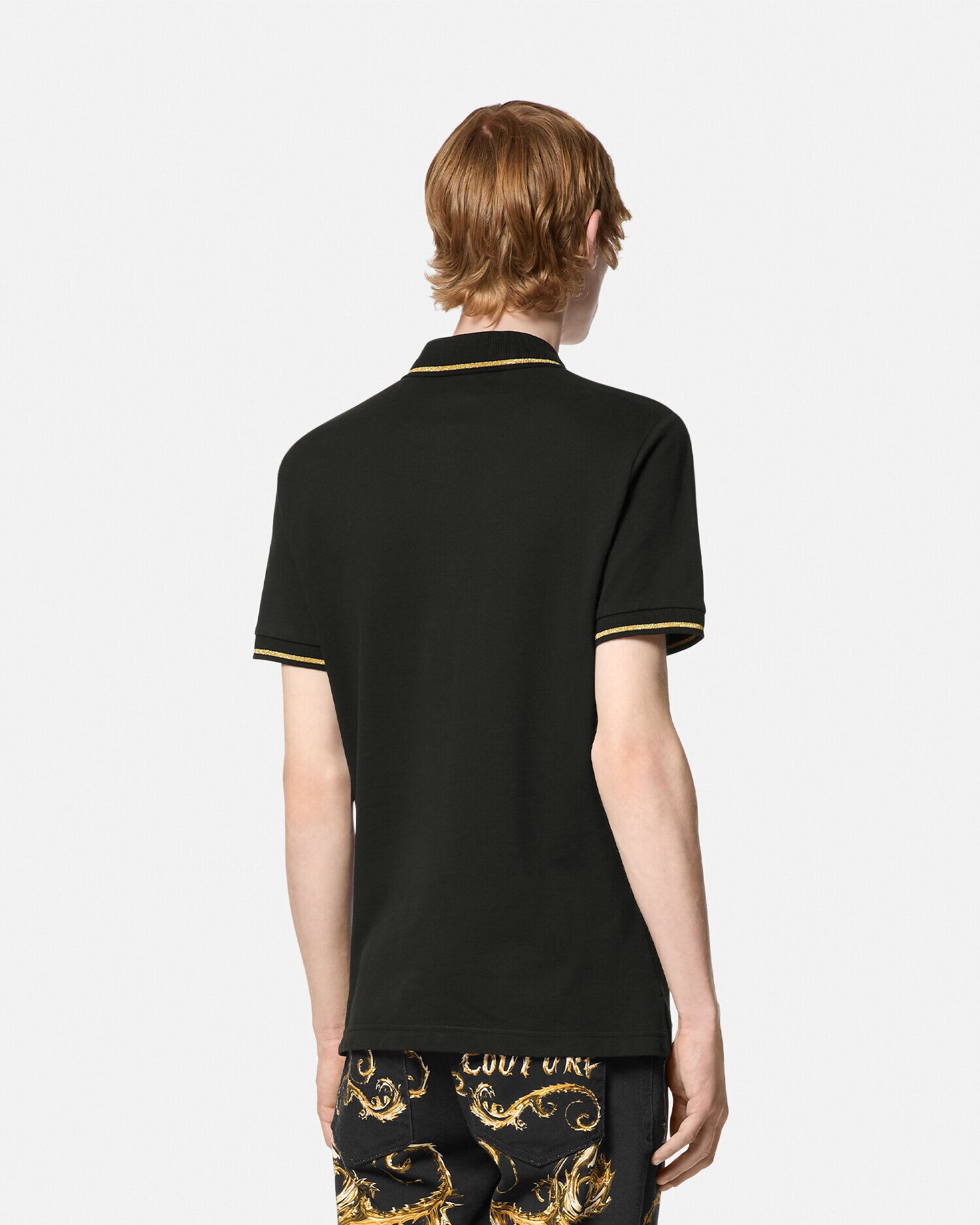 Versace polo shirt black and gold outlet