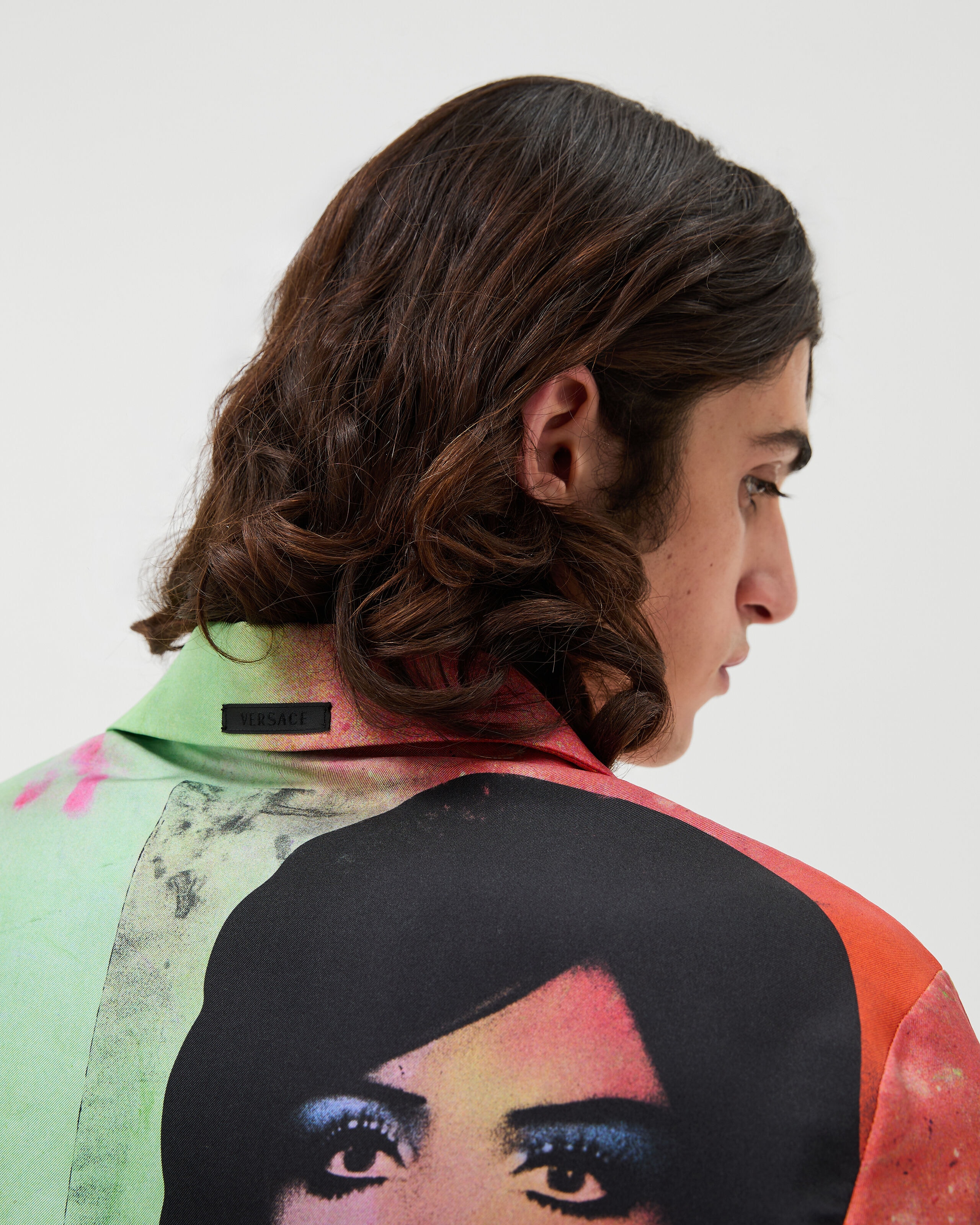 Printed Silk Twill Slim Shirt Print | VERSACE US