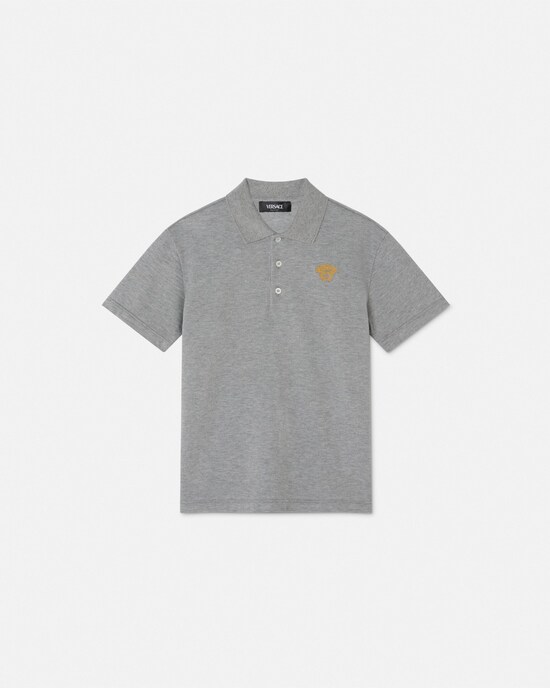Kids Embroidered Cotton-Piqu&eacute; Polo Gray 1