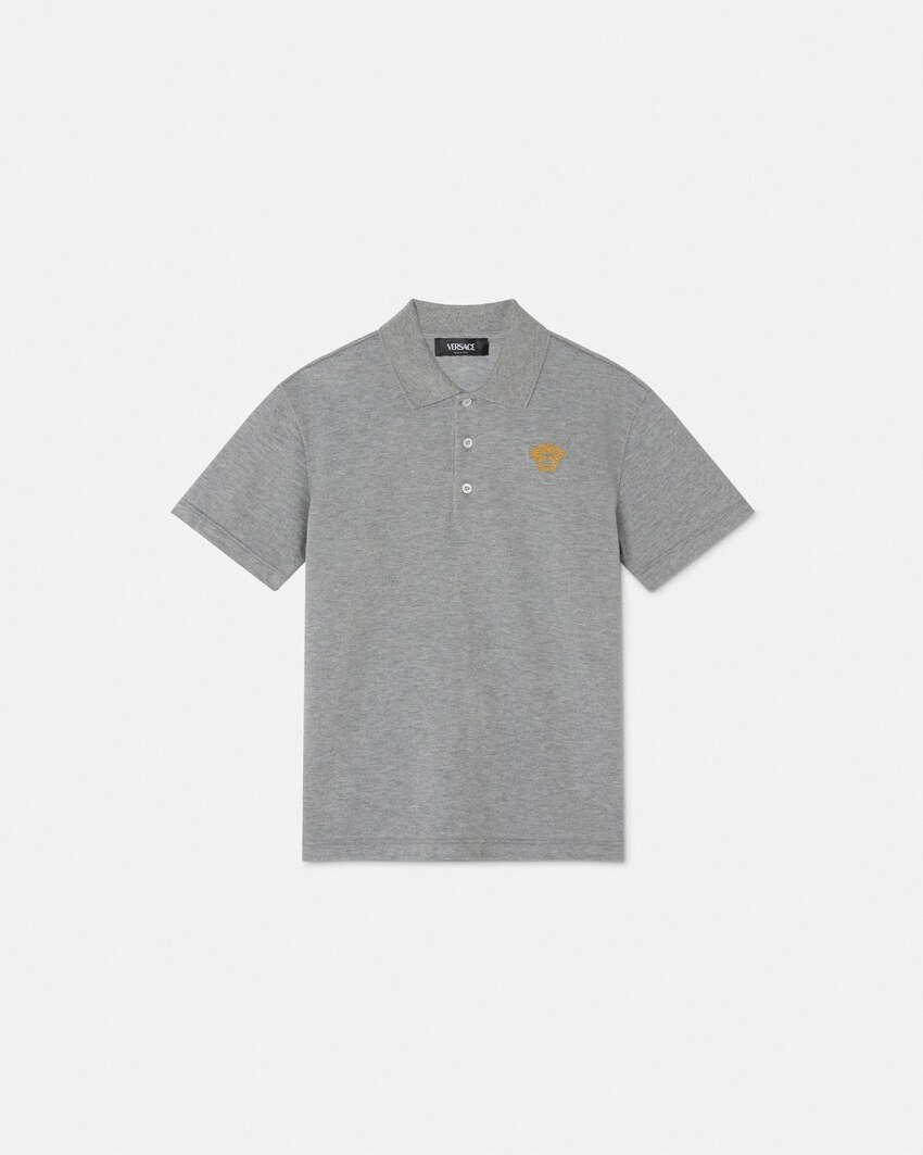 Kids Embroidered Cotton-Piqu&eacute; Polo Gray 1