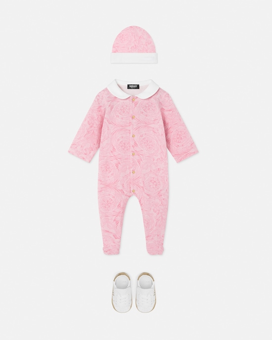 Baby Printed Cotton-Jersey Sleepsuit Light Pink 2