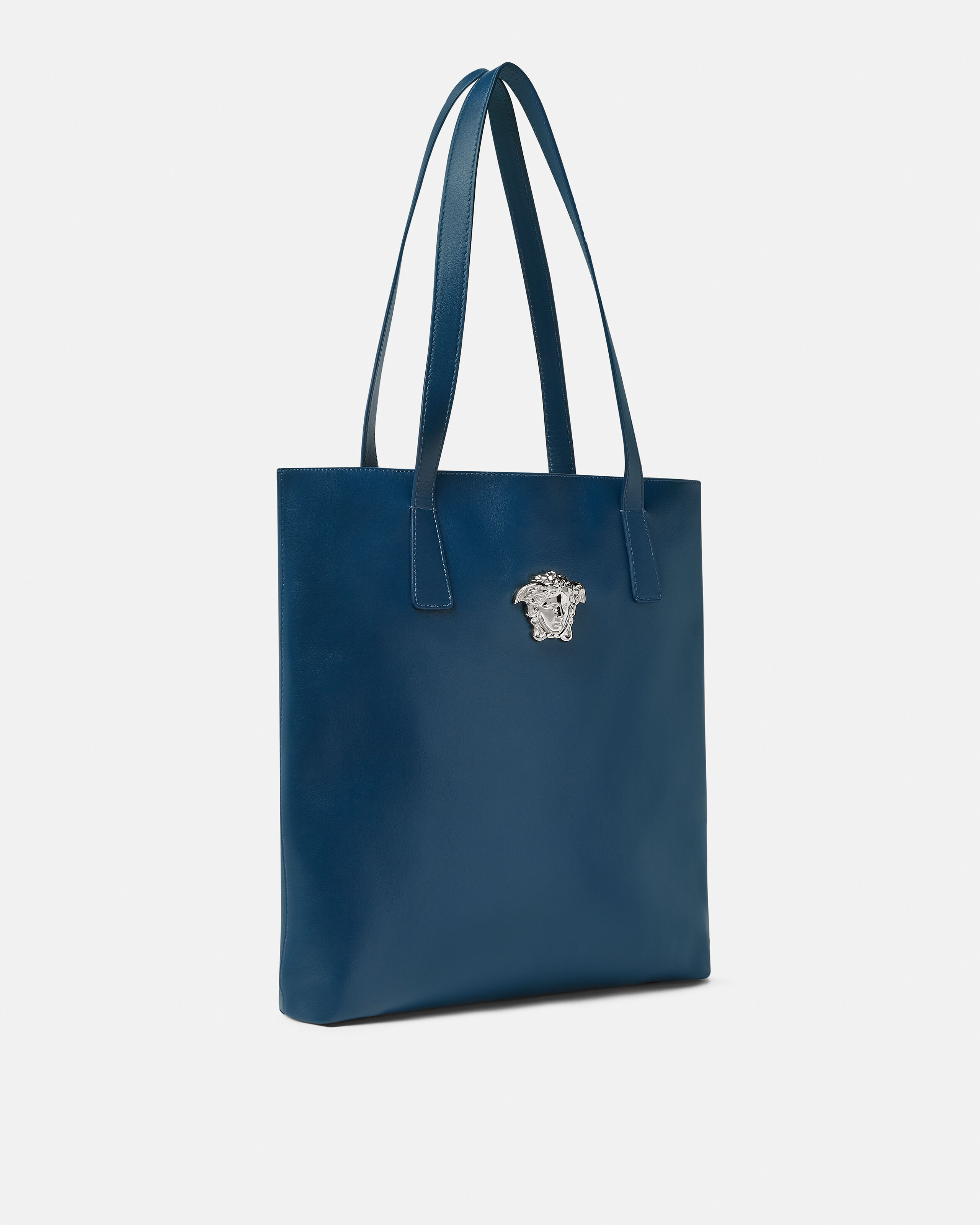 La Medusa Leather Tote Blue | VERSACE UK