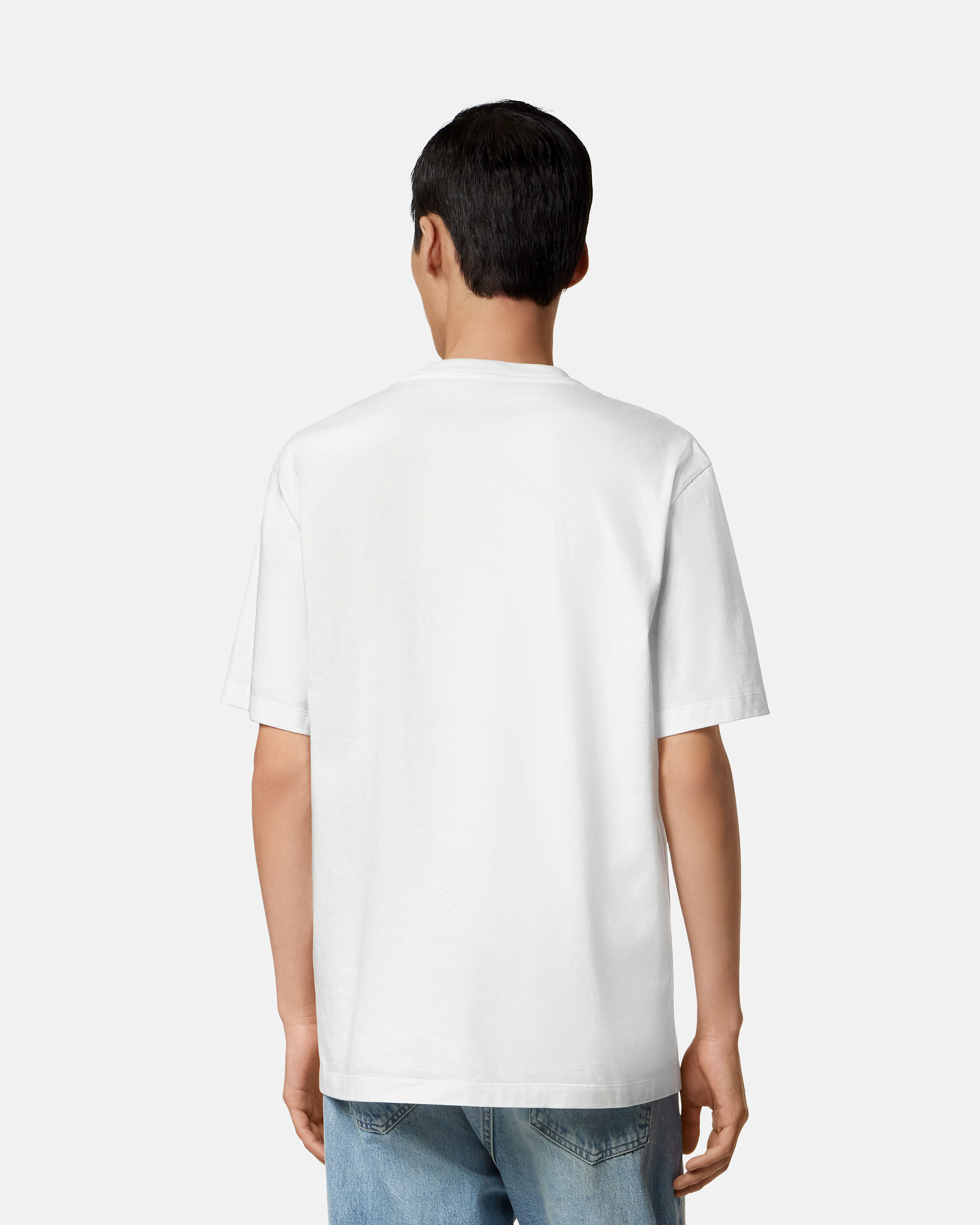 Printed Cotton-Jersey Regular T-Shirt White | VERSACE US