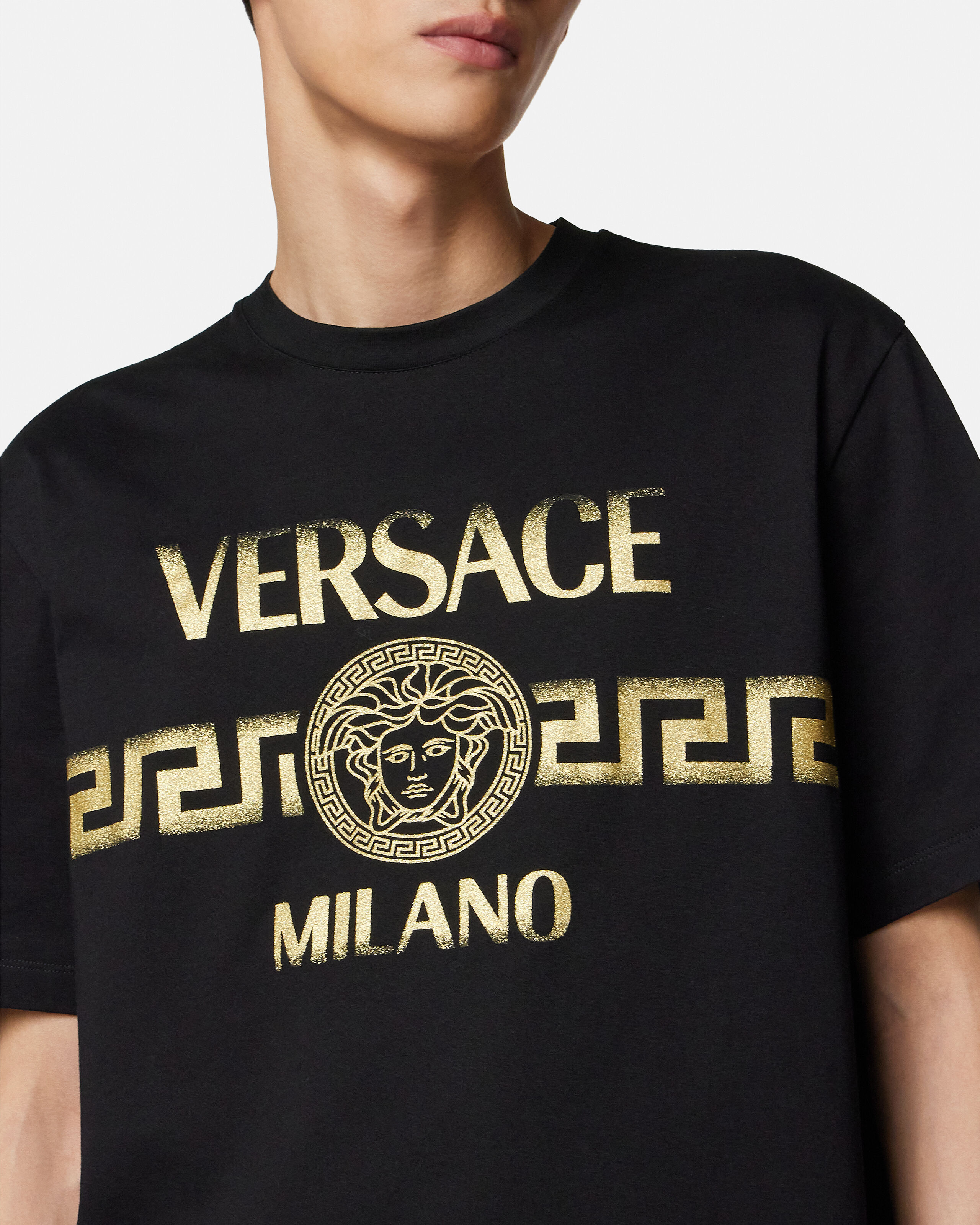 VERSACE / Tシャツ/--/コットン/総柄 Printed Cotton-Jersey Regular T-Shirt | VERSACE US