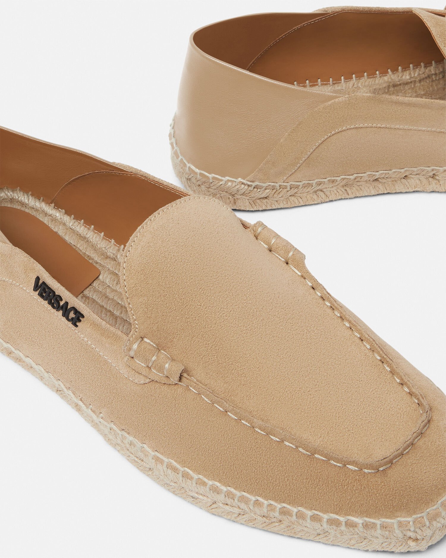 Espadrilles en daim a logo Beige VERSACE