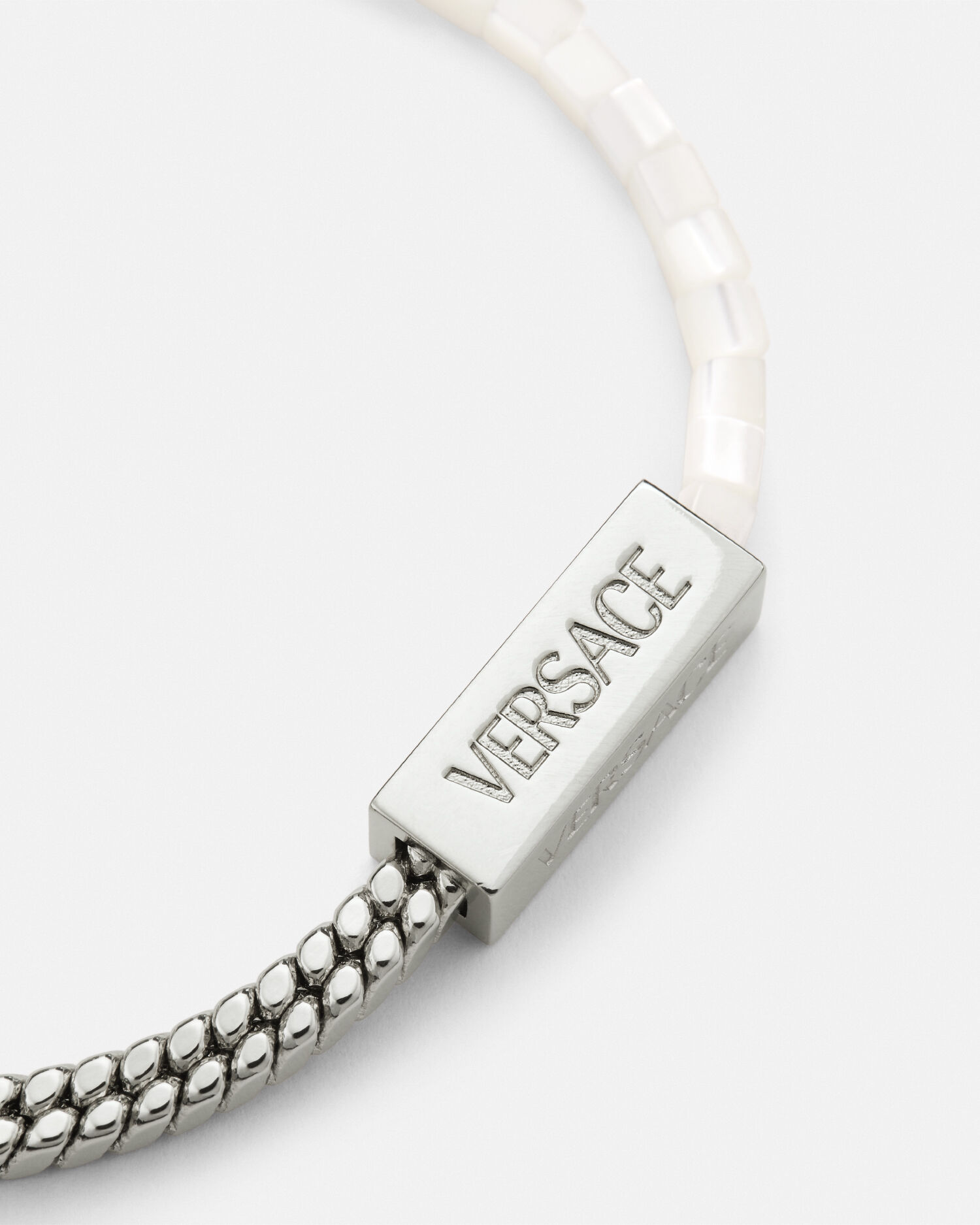 Silver versace bracelet clearance