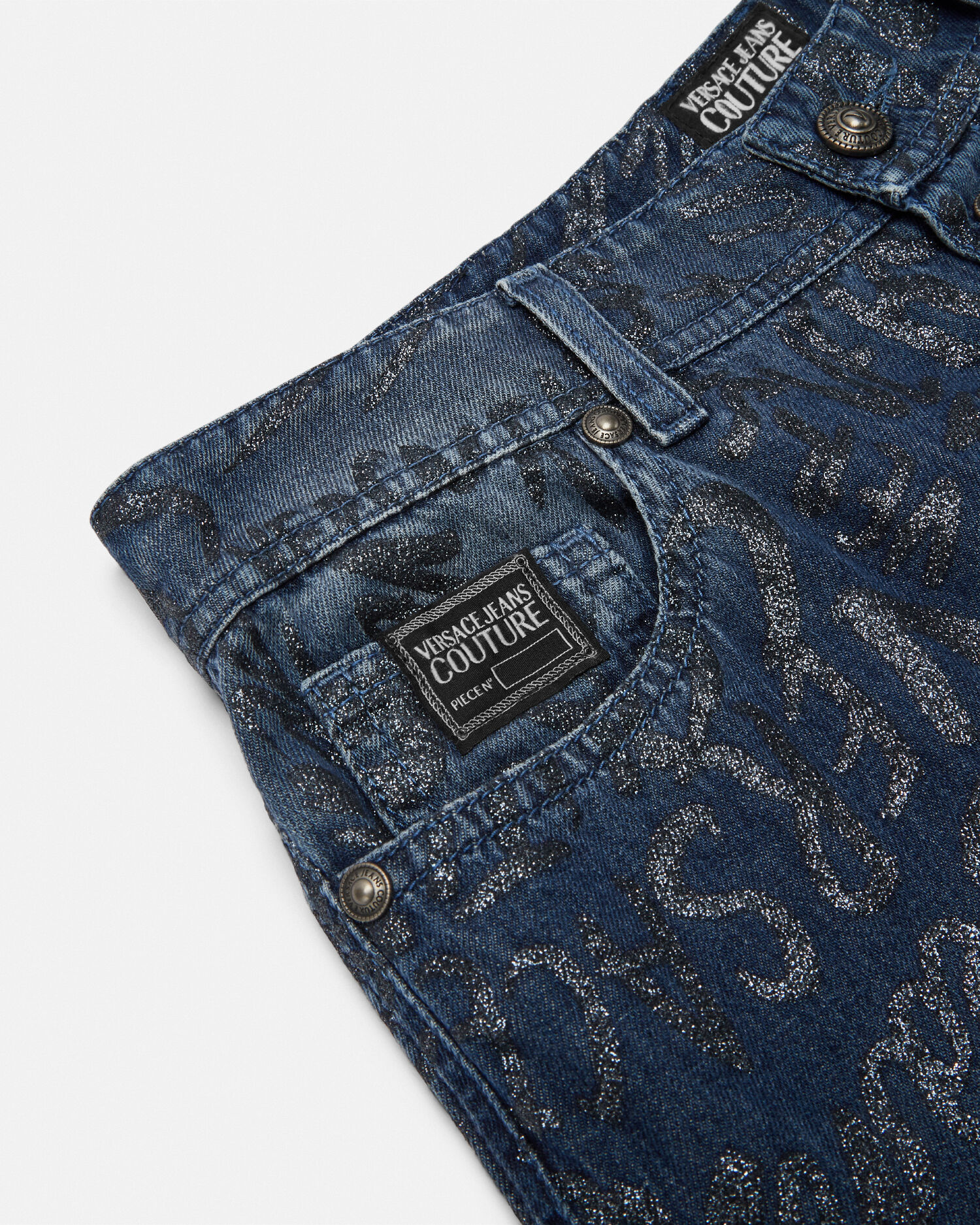 Glitter Logomania Wide-Leg Jeans | VERSACE US