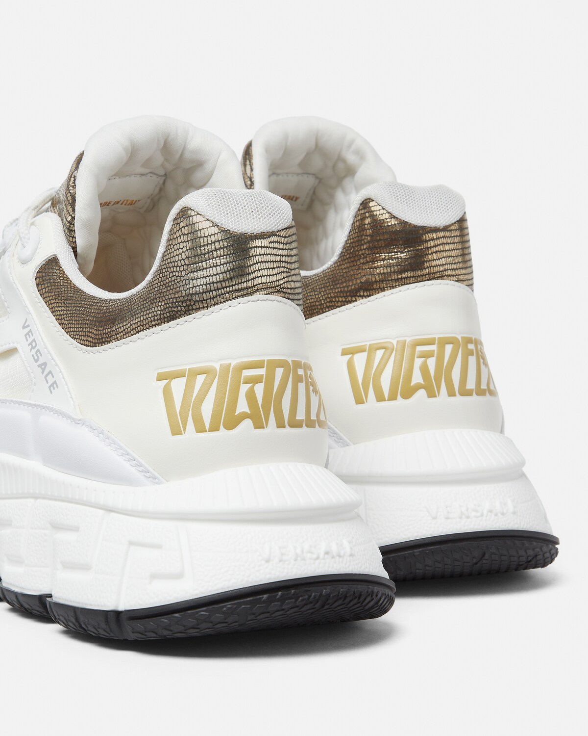 أحذية Trigreca رياضية بنقش جلد السحلية أبيض+ذهبي 5