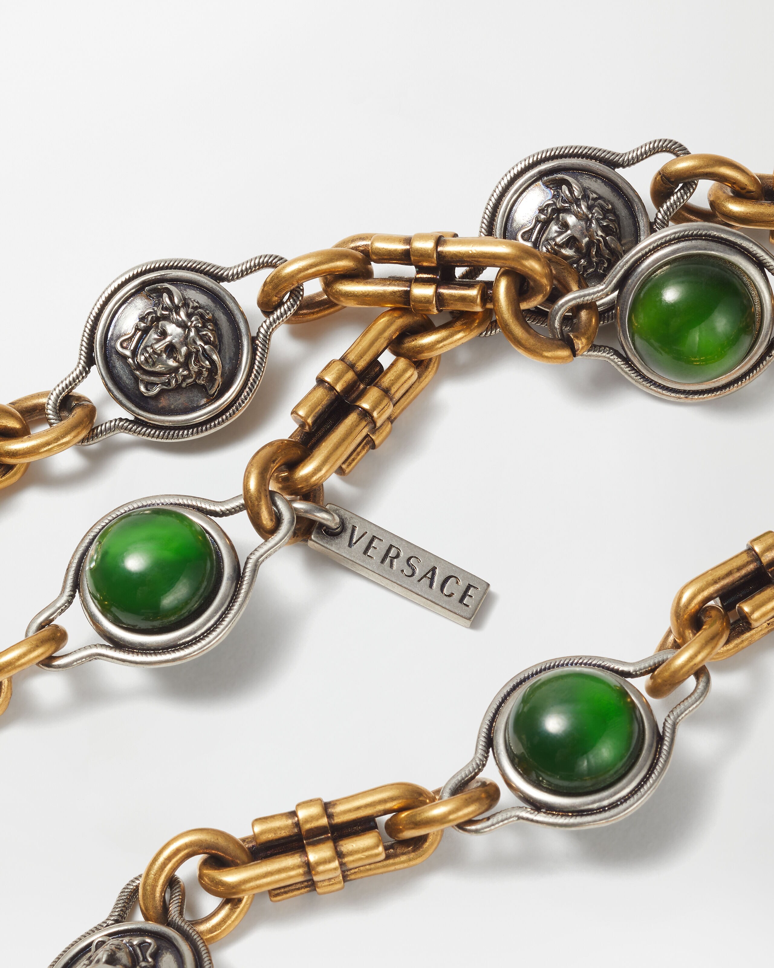 Novantatré Long Necklace Green,Gold | VERSACE US