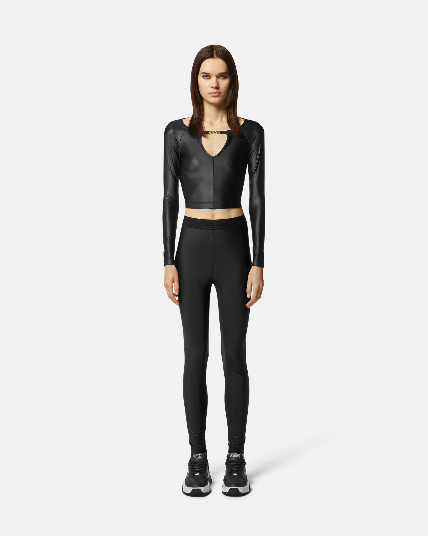 Versace shiny leggings new arrivals
