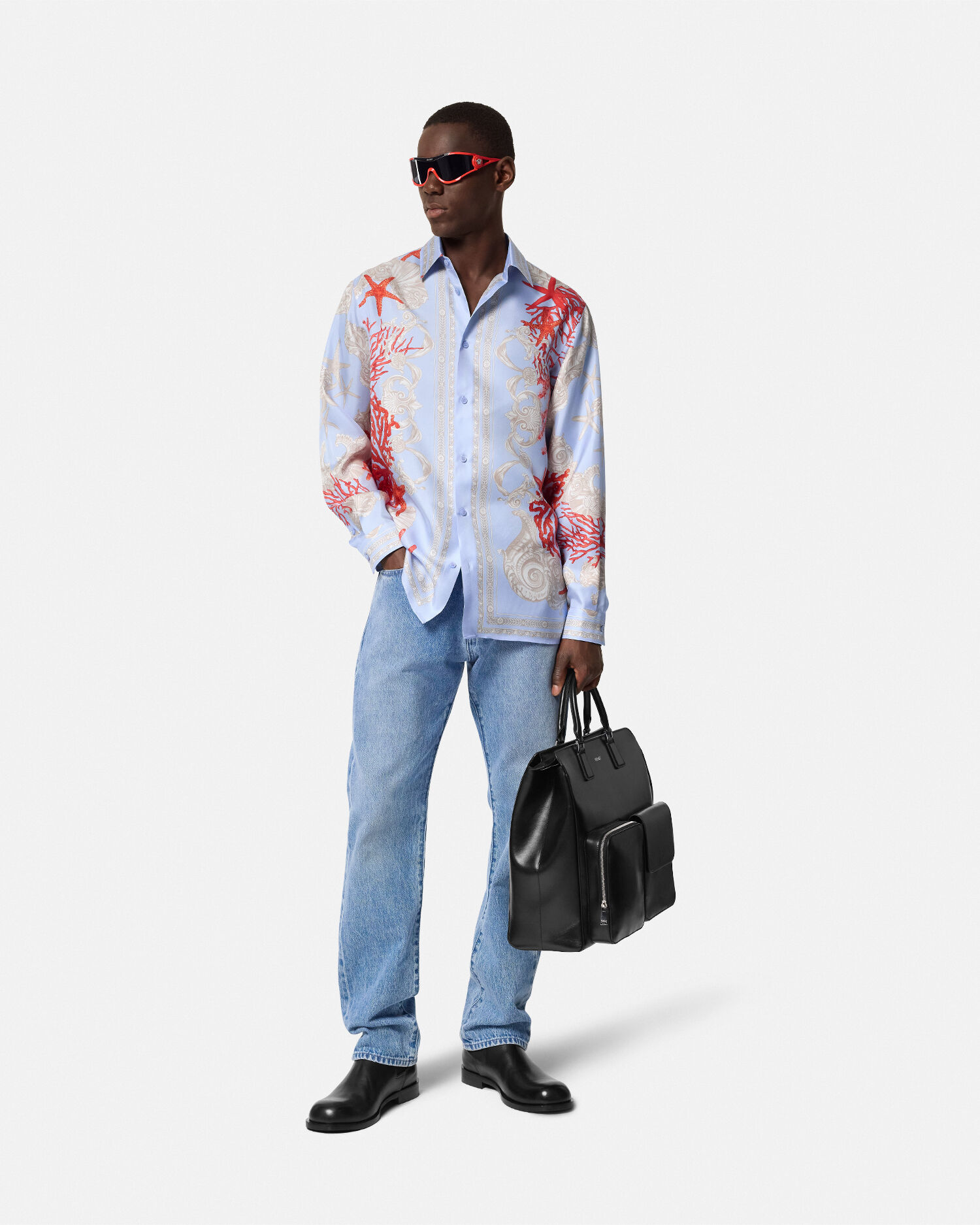 Versace silk floral barocco shirt best sale