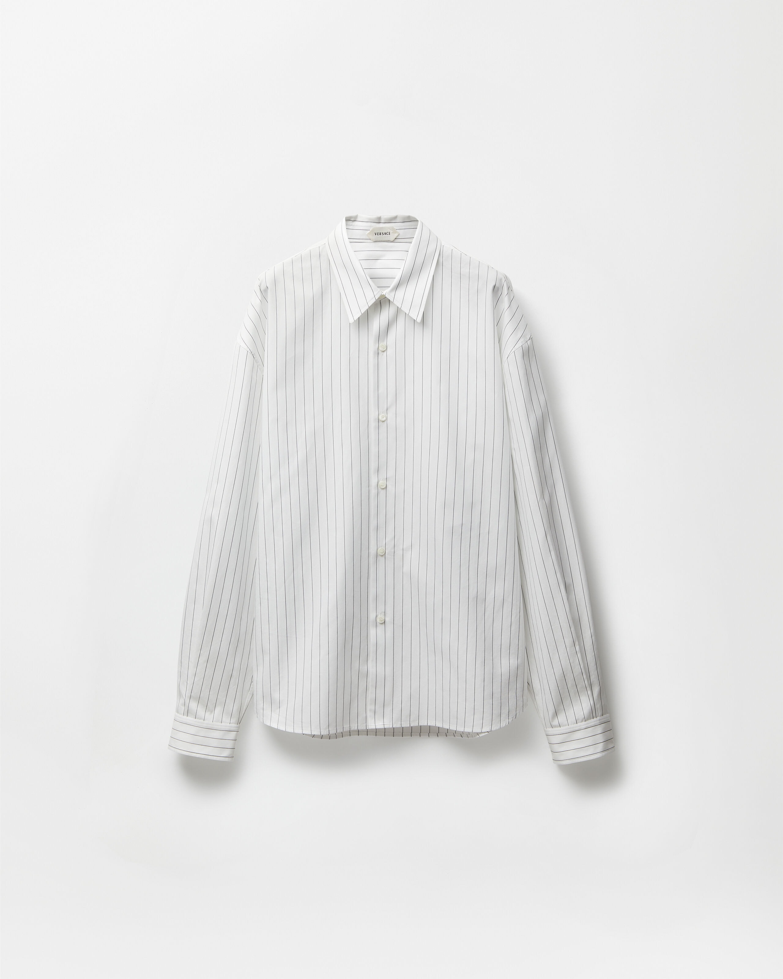 Striped Cotton-Poplin Loose Shirt White | VERSACE US