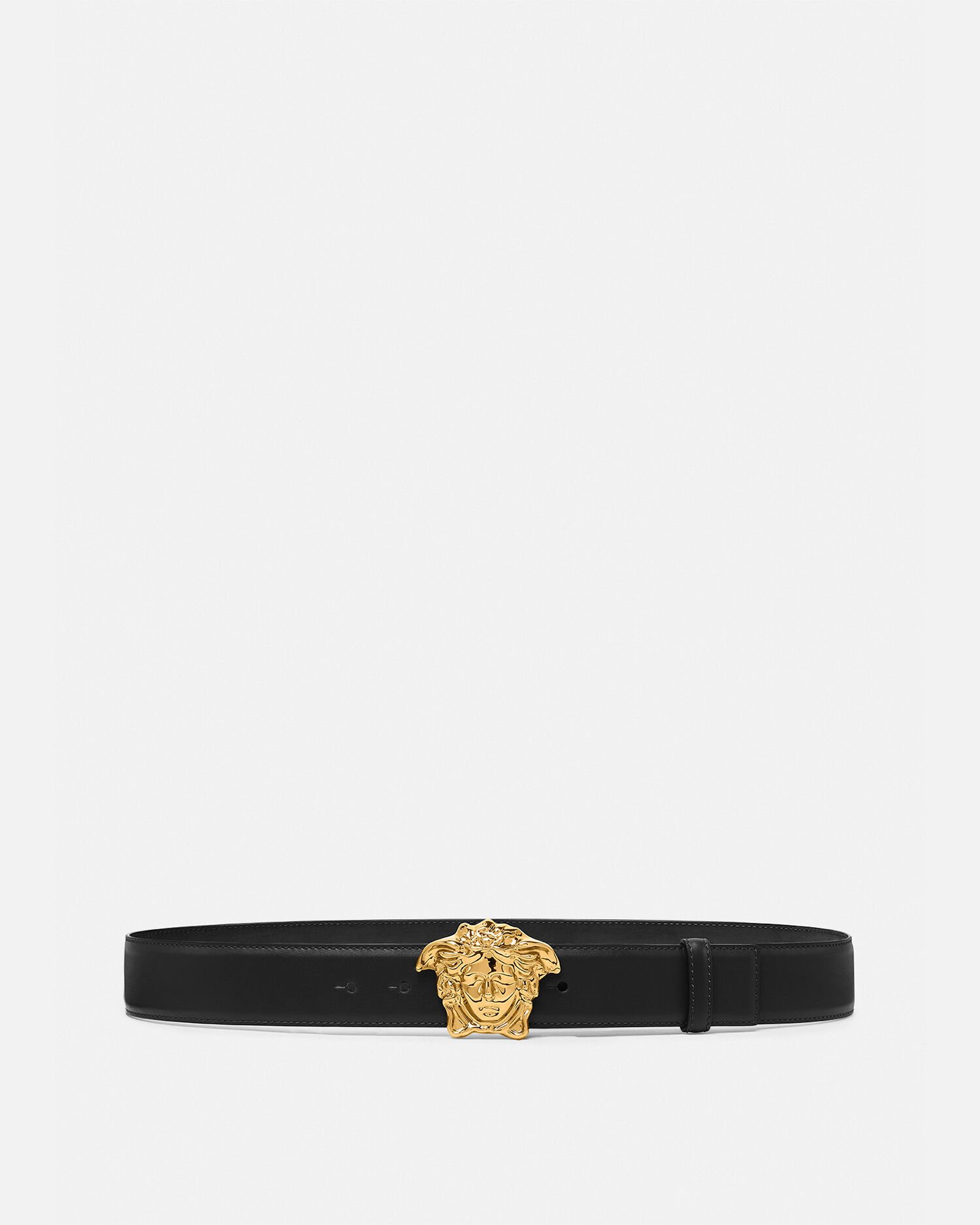 La Medusa Leather Belt 4 cm Black | VERSACE US