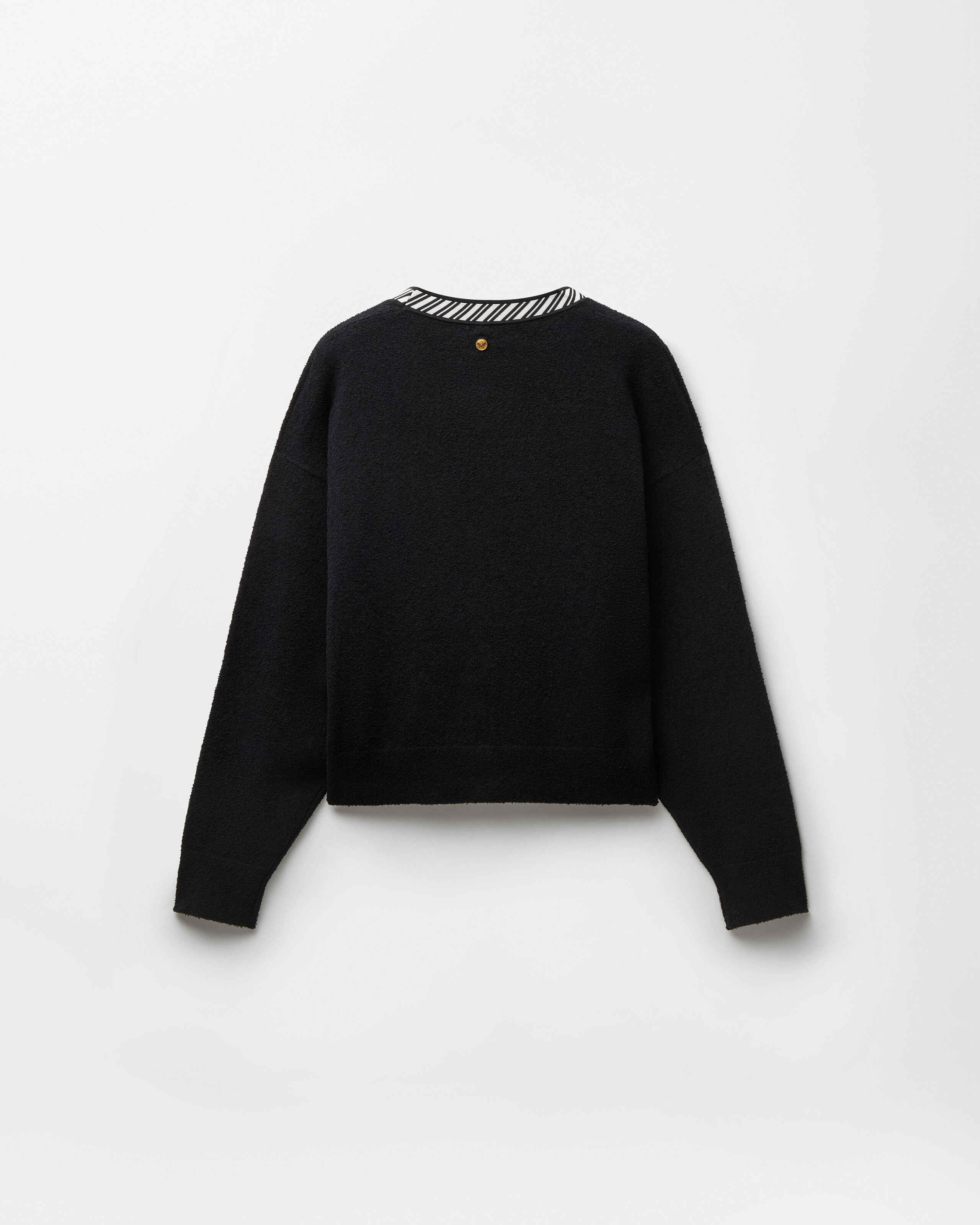 Terry-Knit Cotton V-Neck Cardigan Black | VERSACE US