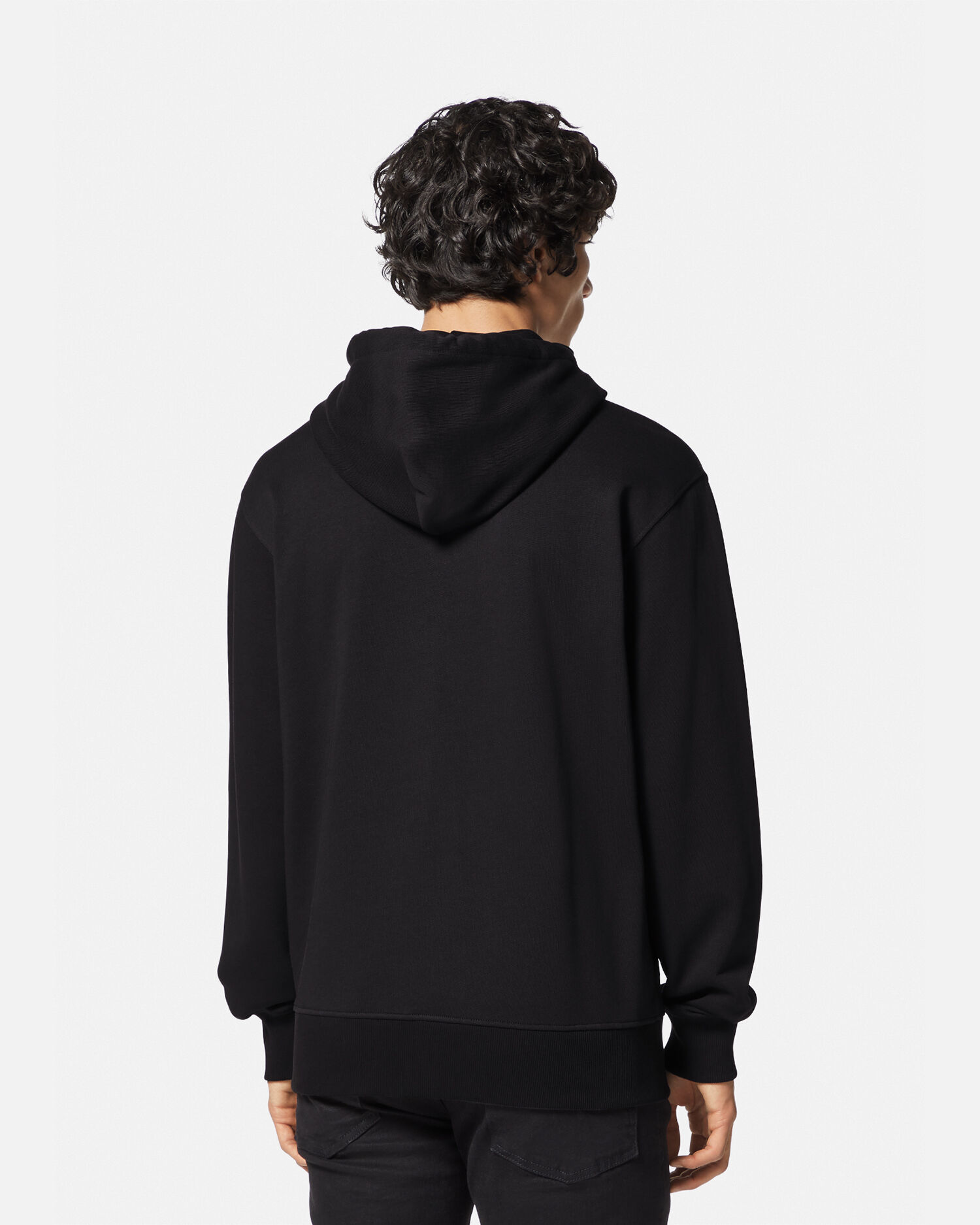 V Emblem Zip Hoodie Black VERSACE CA