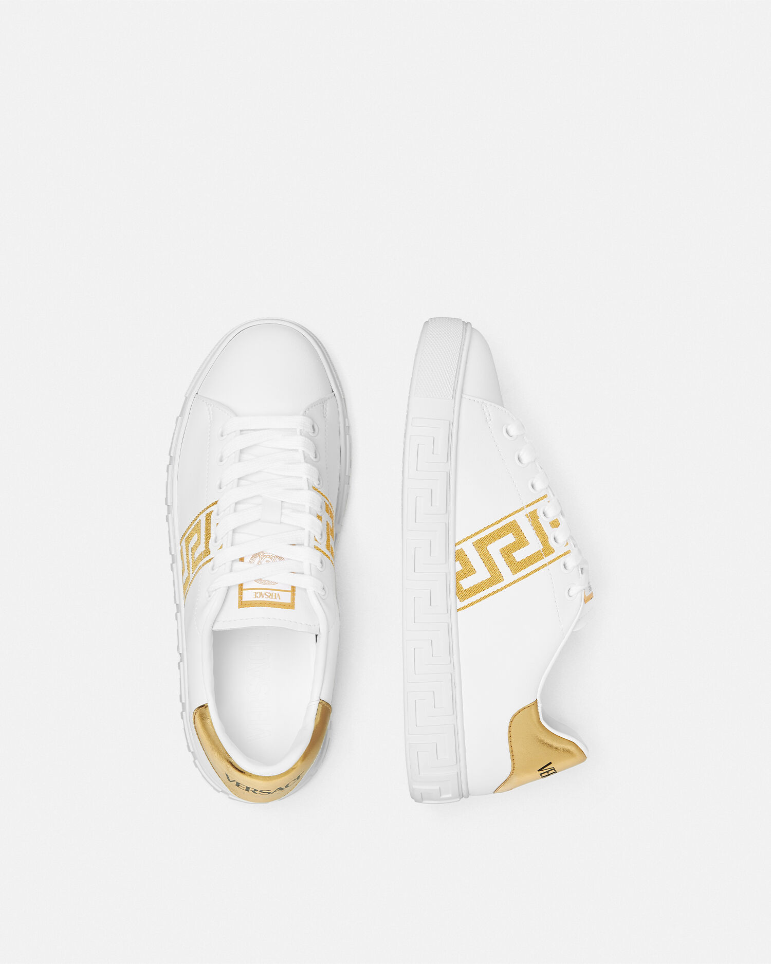 Greca Embroidered Nylon Sneakers White,Print | VERSACE US