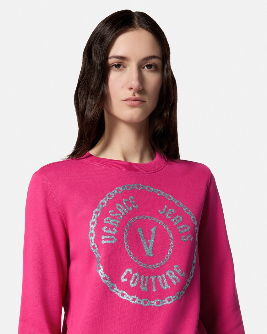 Glitter VEmblem Sweatshirt Pink VERSACE US