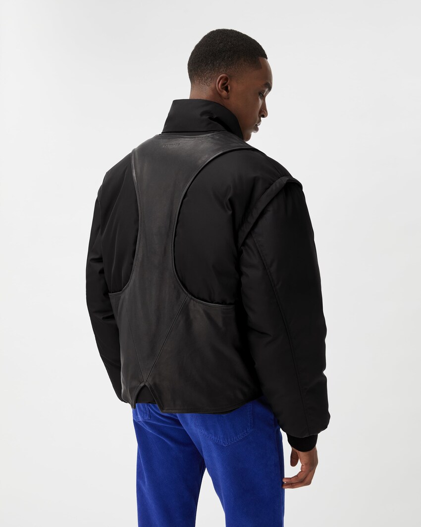 Leather & Nylon Padded Blouson  Black 3