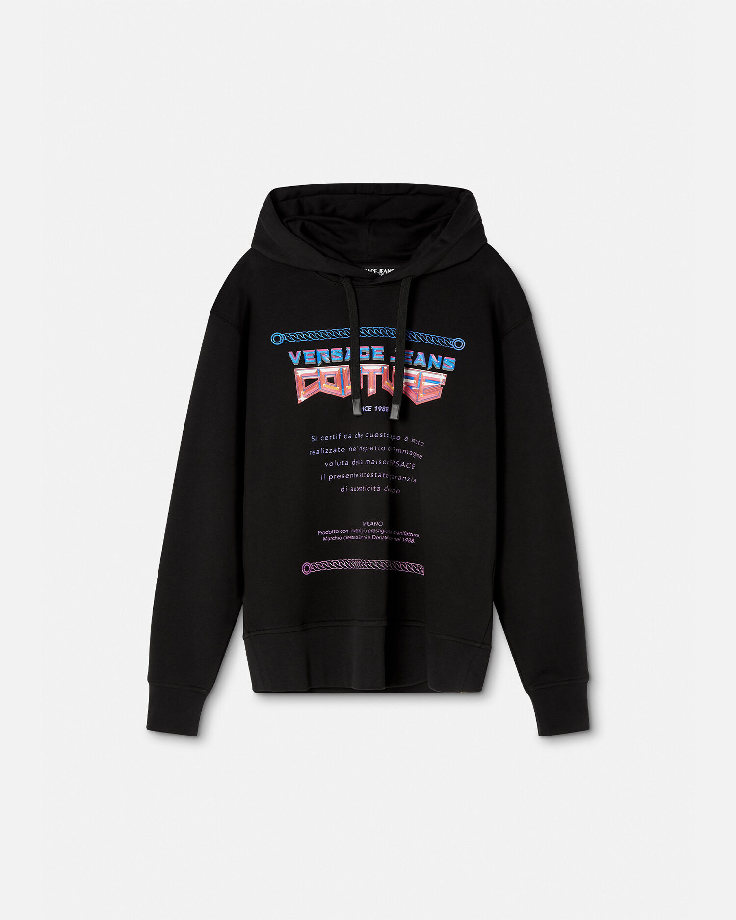 Warranty Logo Hoodie Black Print VERSACE US