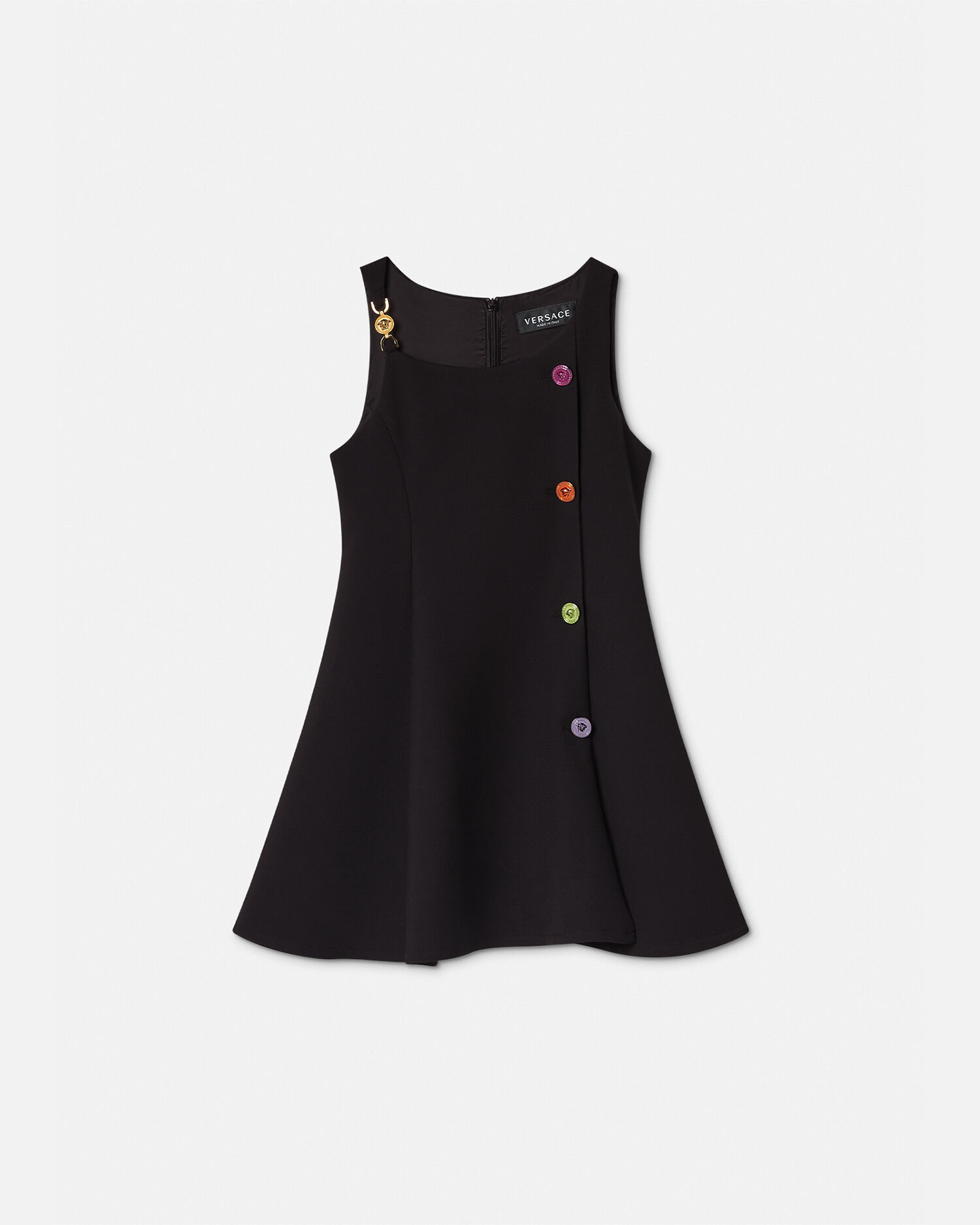 Versace black dress with gold buttons on sale
