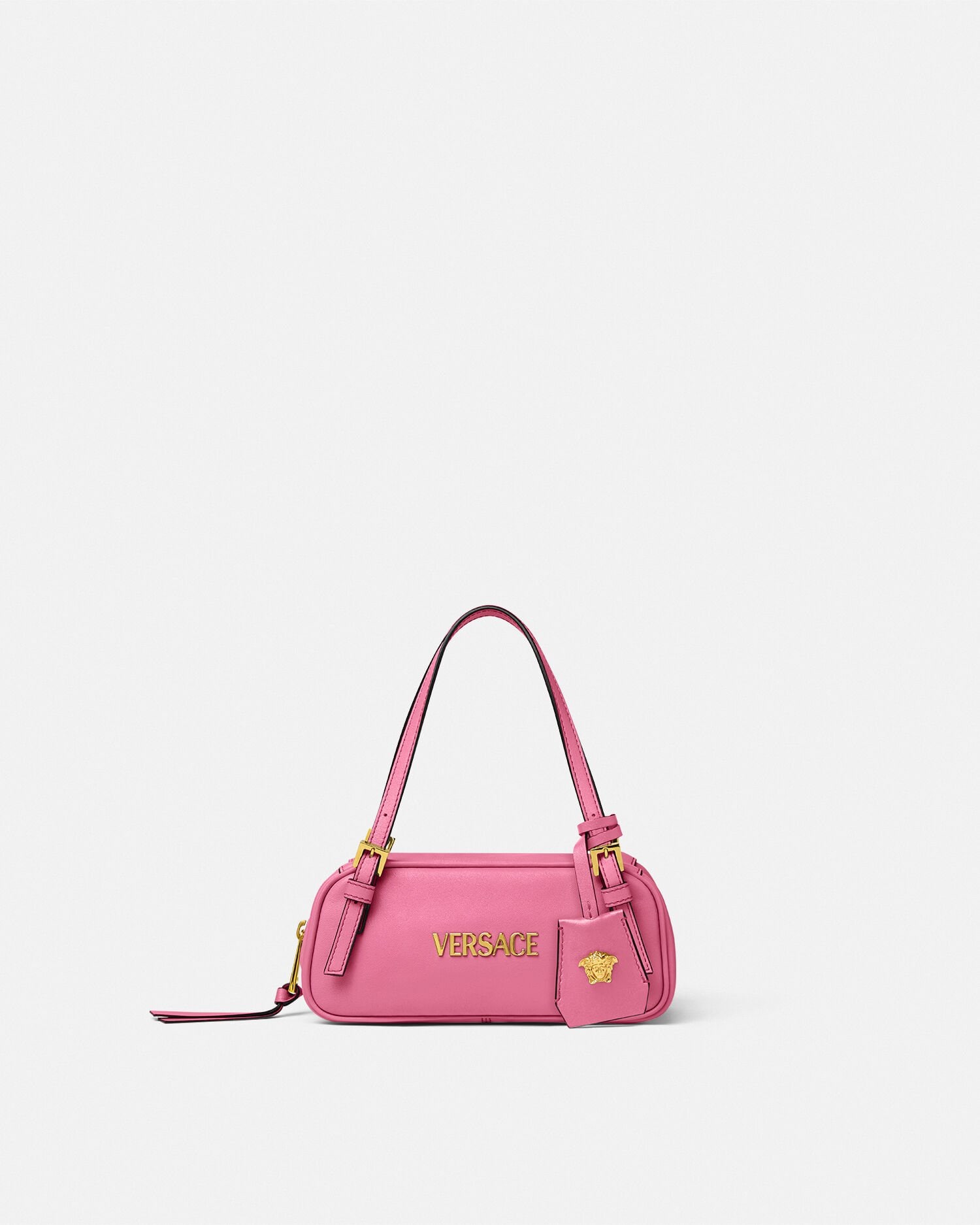 Versace Tag Nappa Bowling Mini Bag Pink | VERSACE US