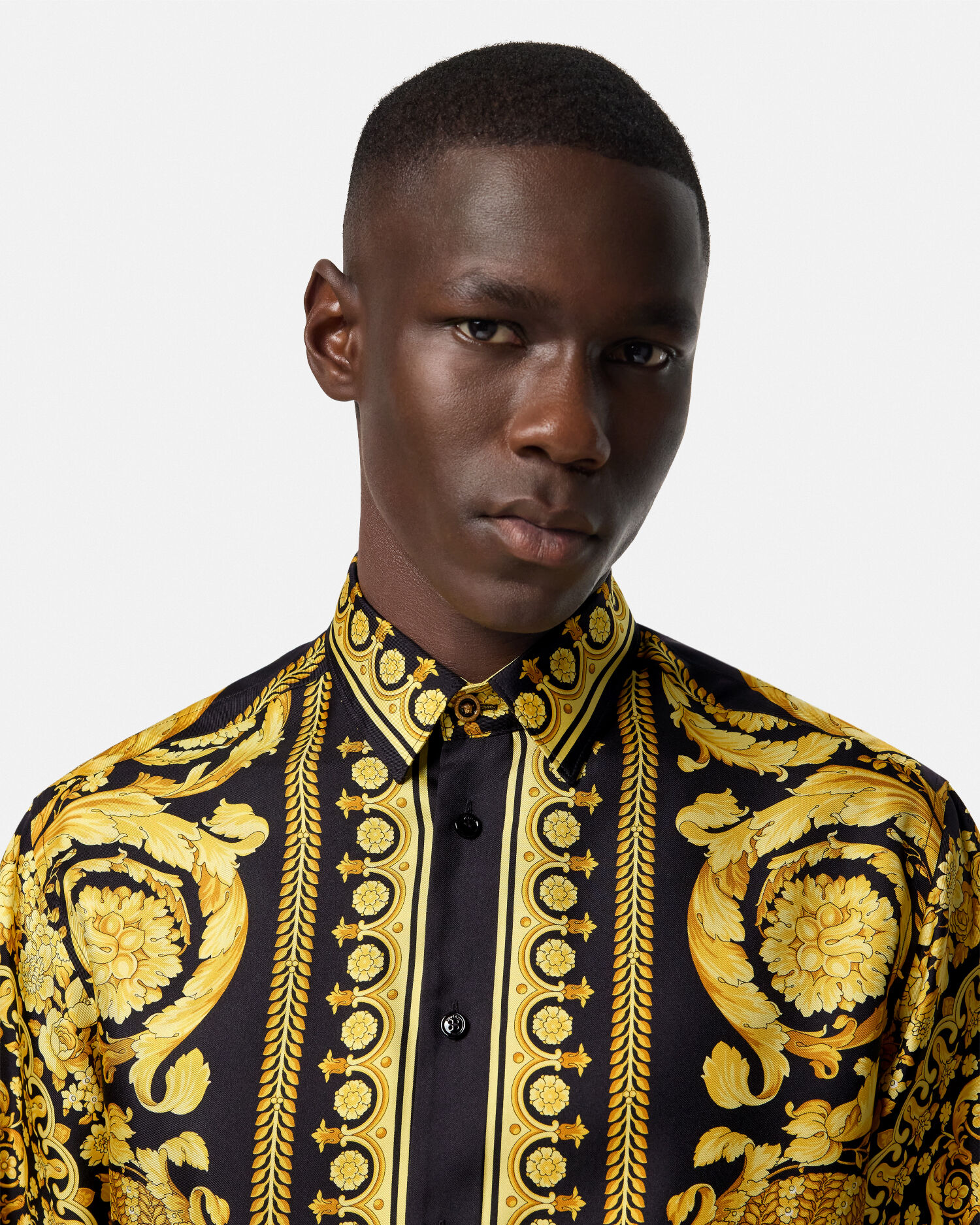 Ｖersce　SILK　バロッコ　48 Barocco Silk Shirt Blue,Print | VERSACE US