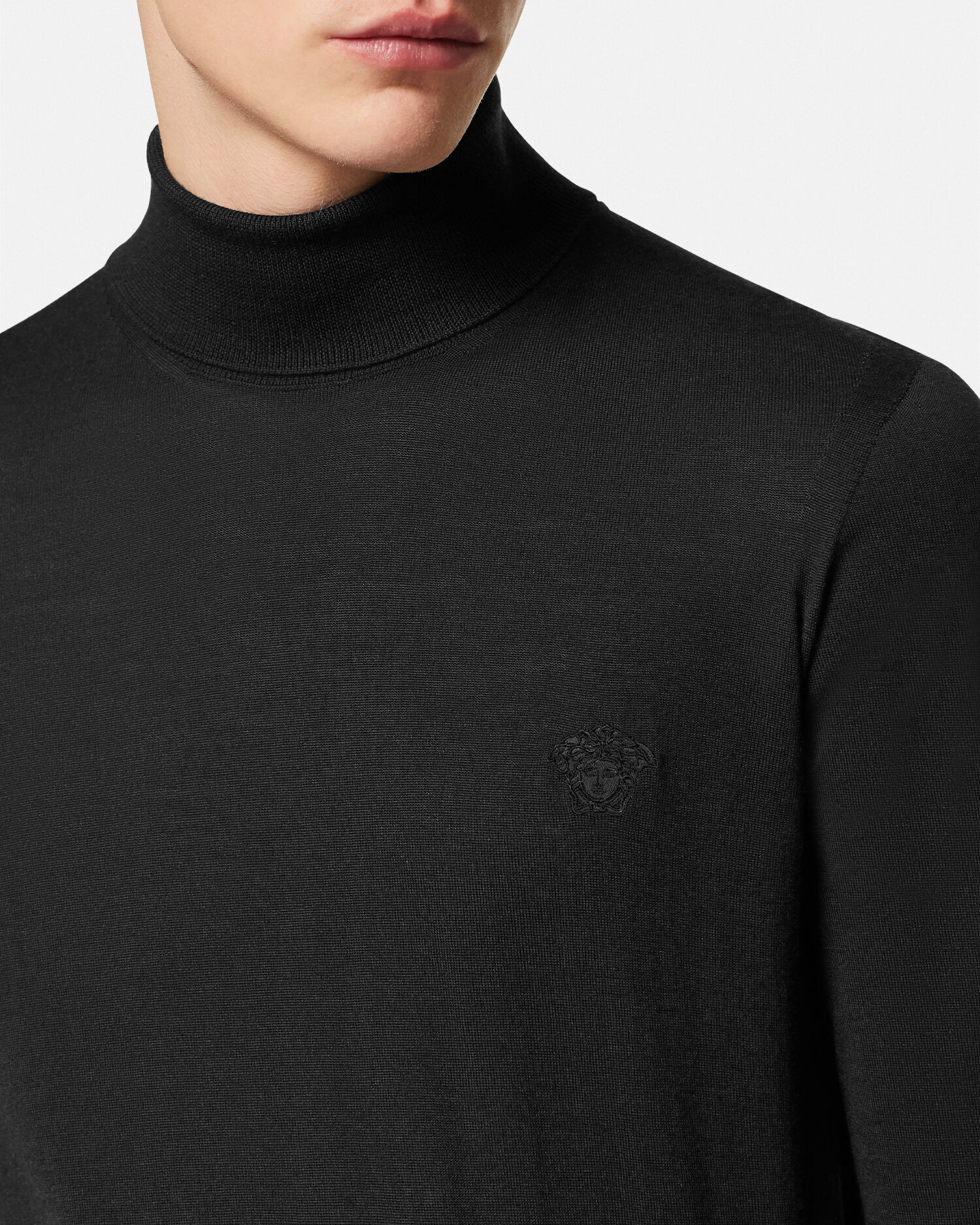Embroidered turtleneck mens discount