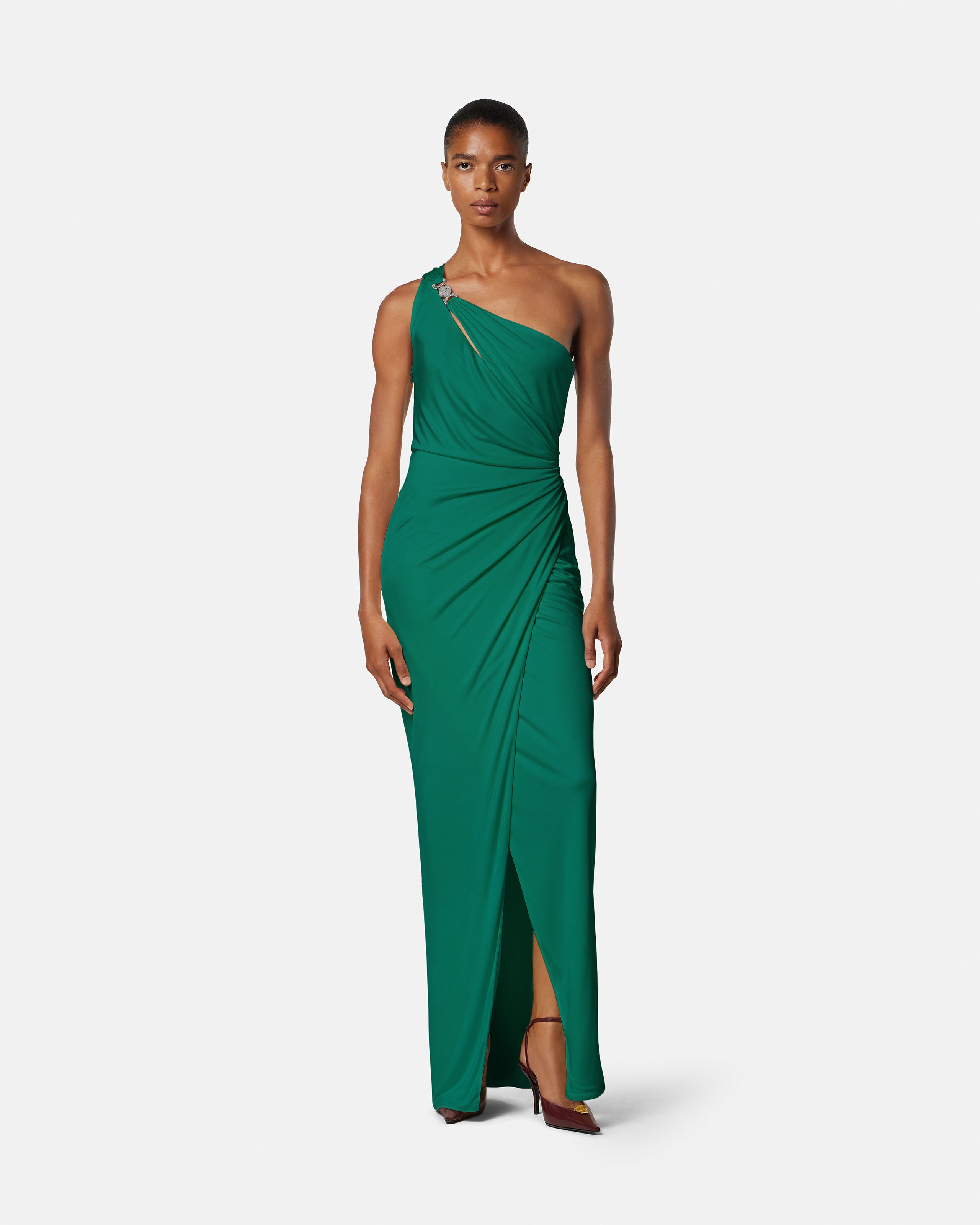 D　Versace ドレス Viscose-Jersey Draped Gown Green | VERSACE US