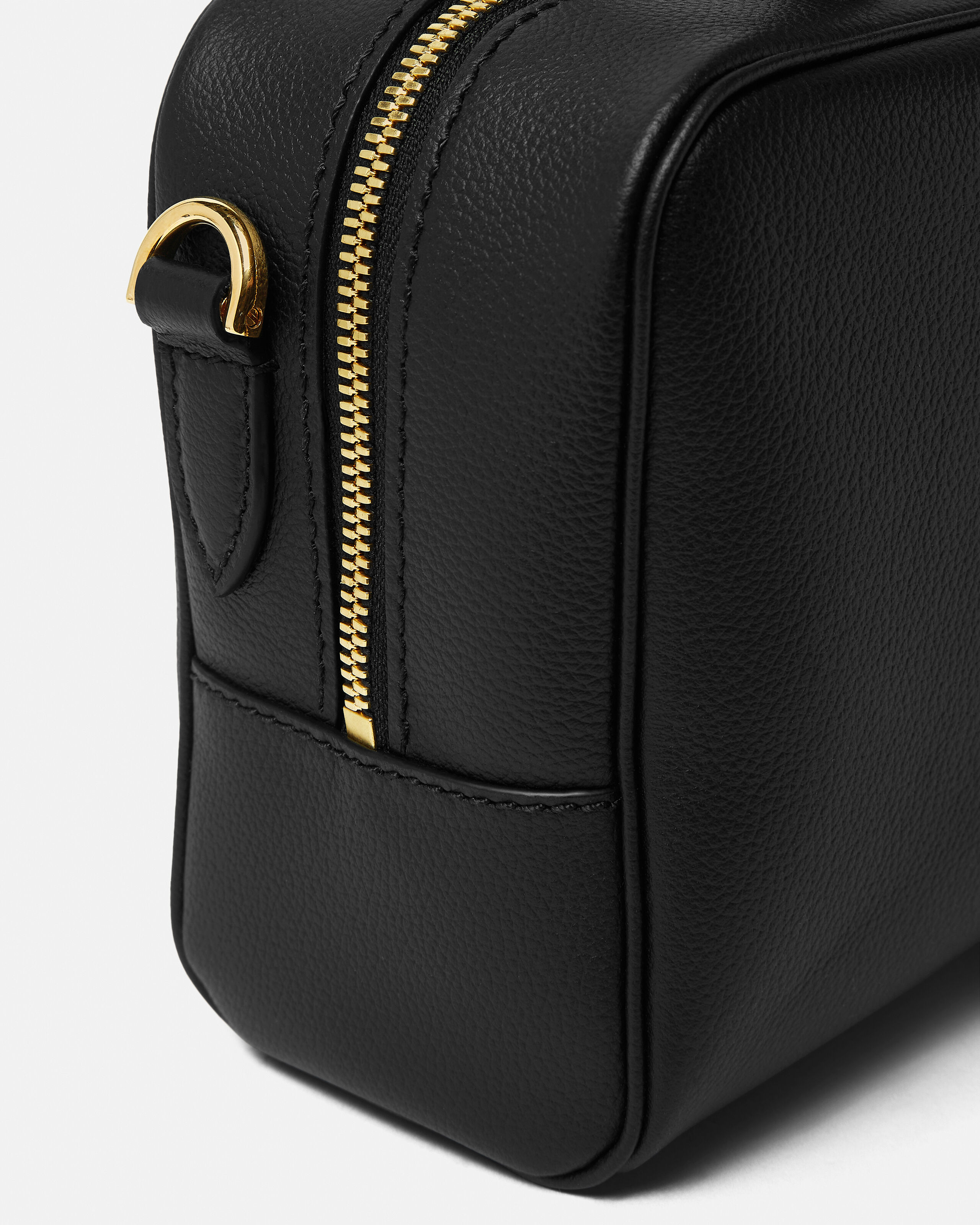 La Medusa Leather Boston Bag Black,Gold | VERSACE US