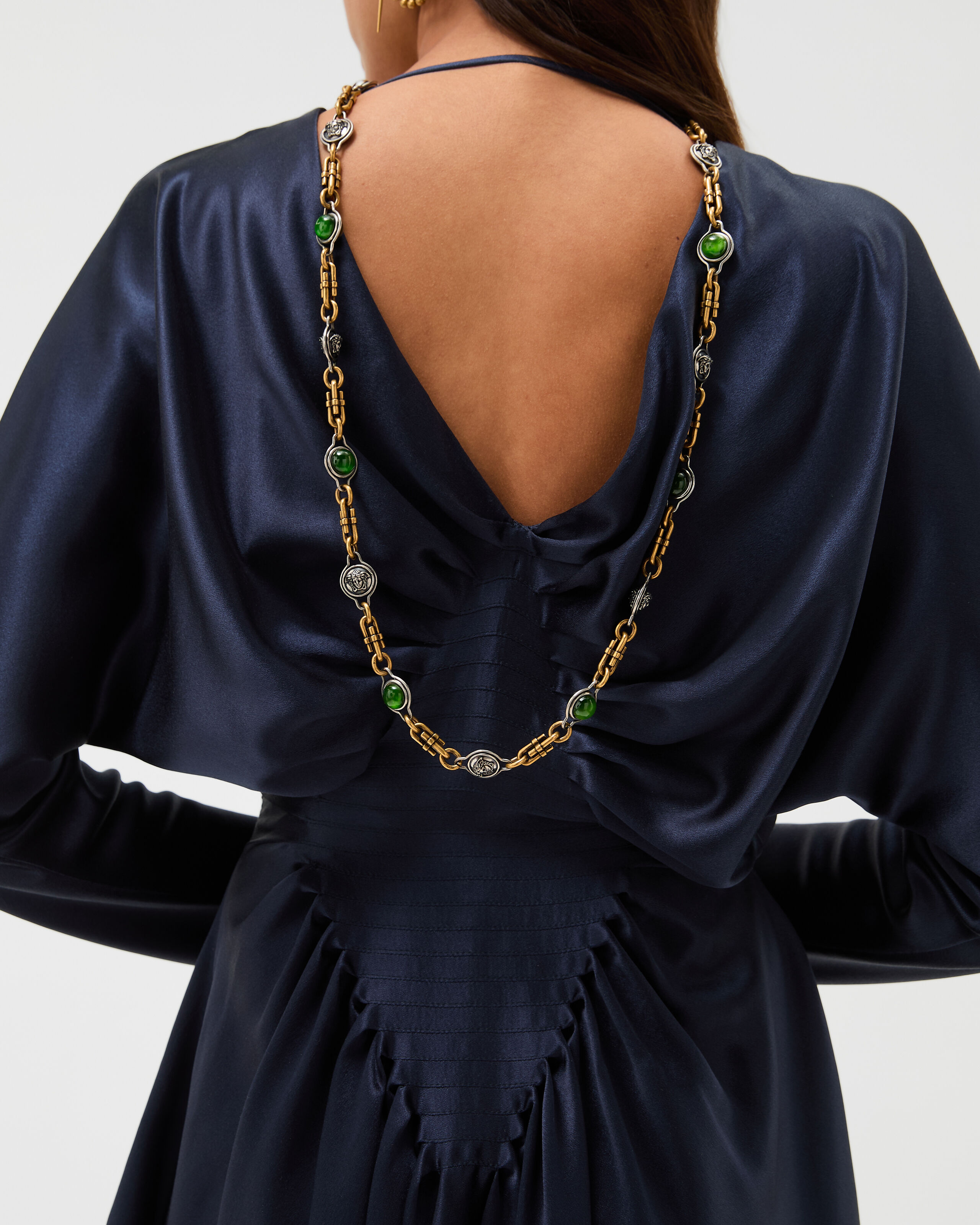Silk-Satin Mini Dress Blue | VERSACE