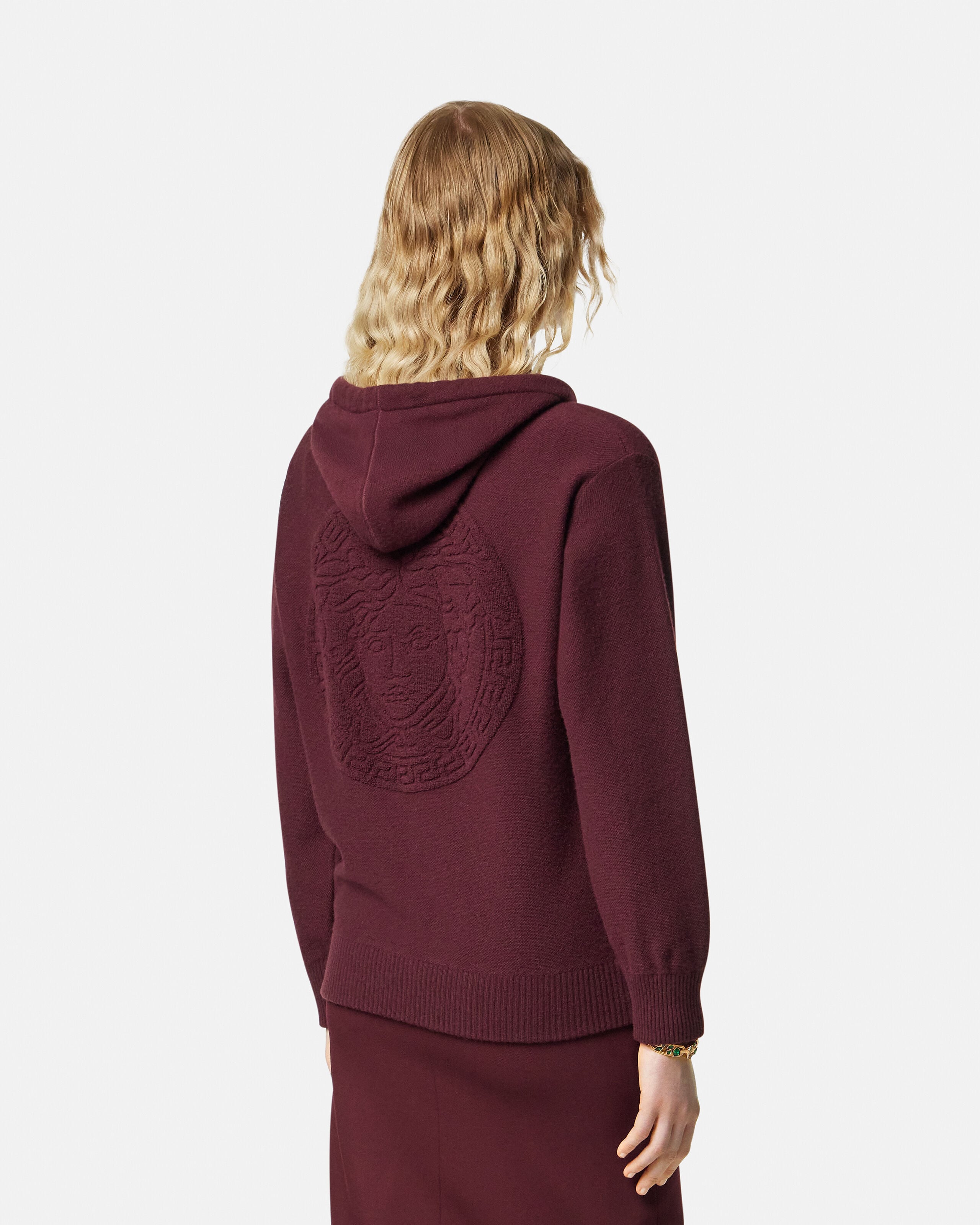 Cashmere-Blend Medusa Zip Hoodie Burgundy | VERSACE US