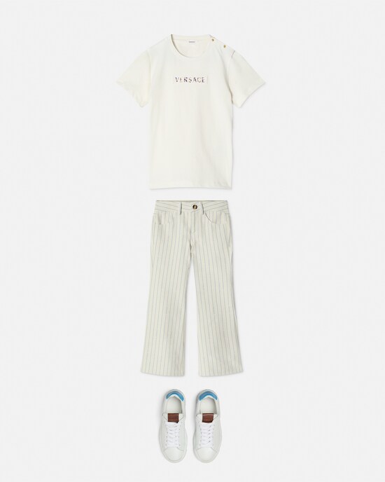 Kids Printed Pants Light Blue+White 2