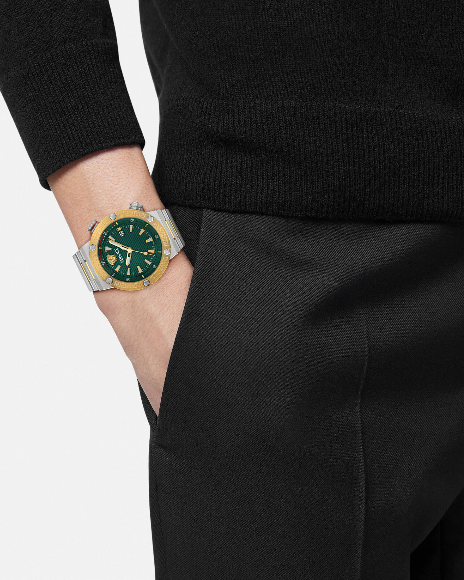 Greca Logo Diver Watch Gold,Silver | VERSACE US