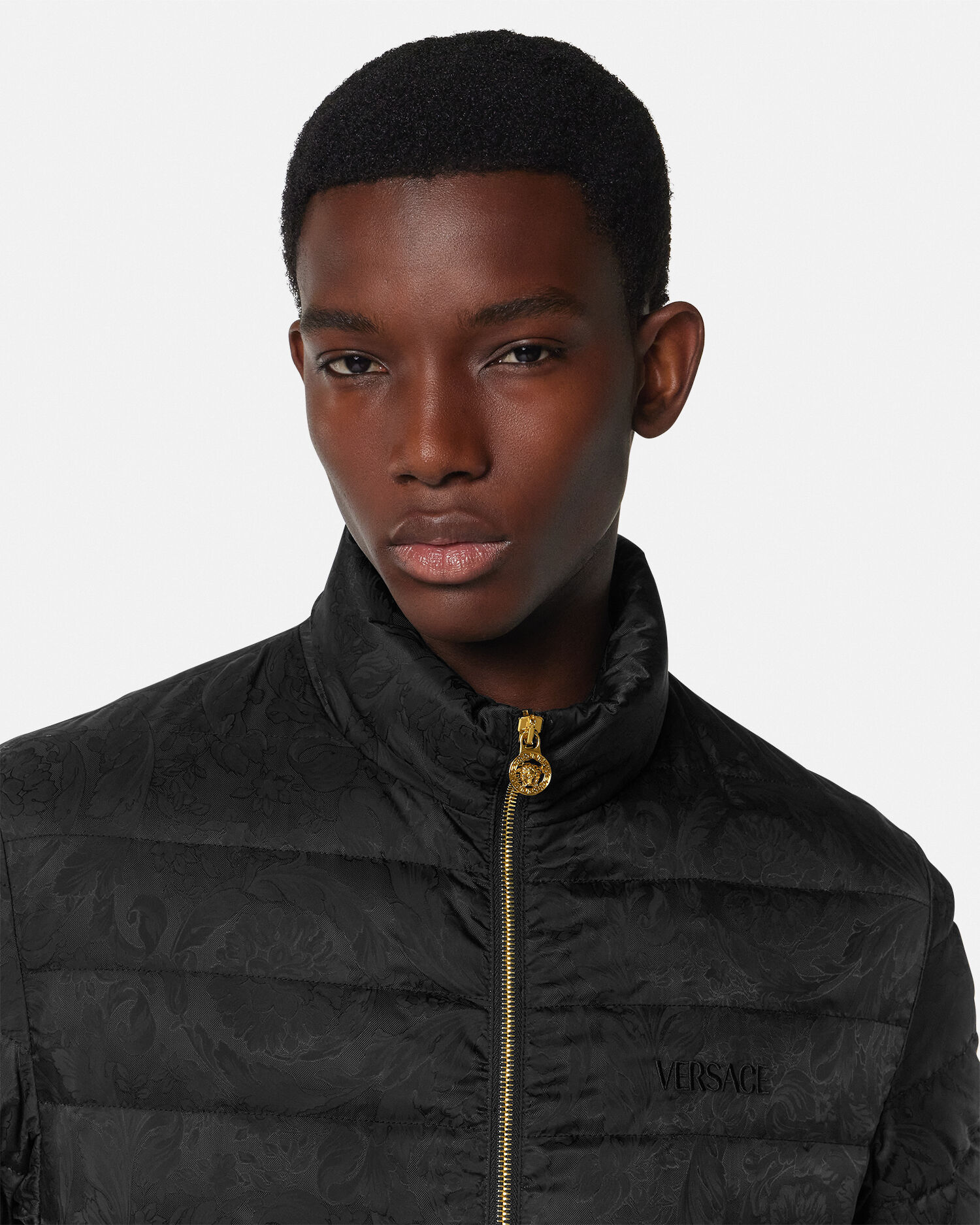 Jacquard Padded Jacket Black | VERSACE US