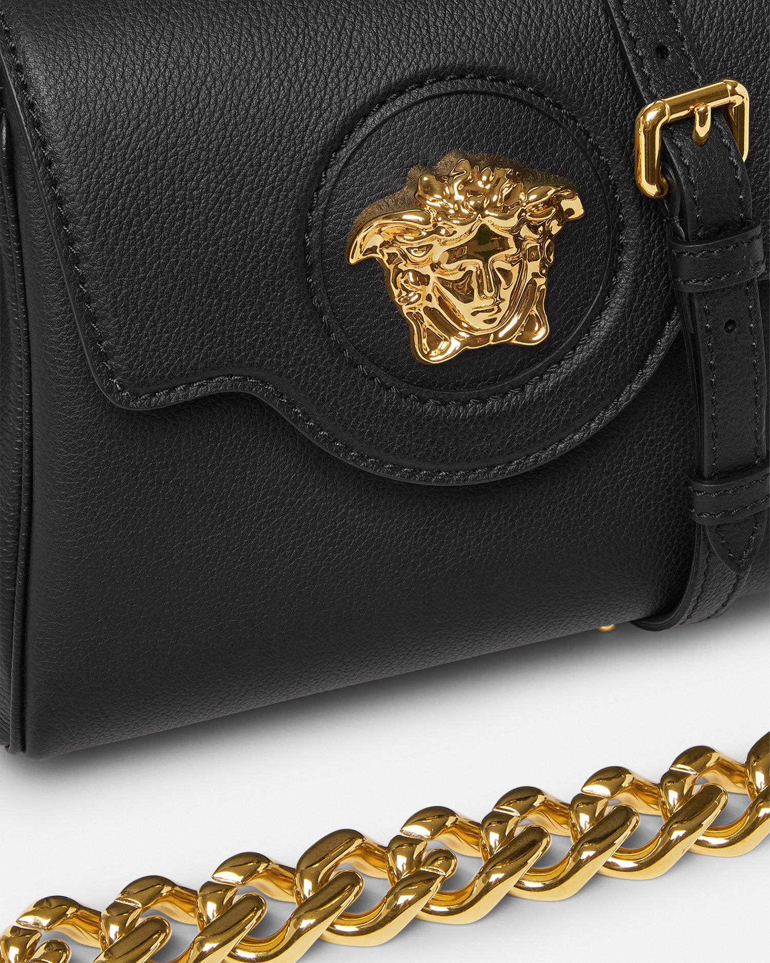 La Medusa Small Leather Top-Handle Black | VERSACE US