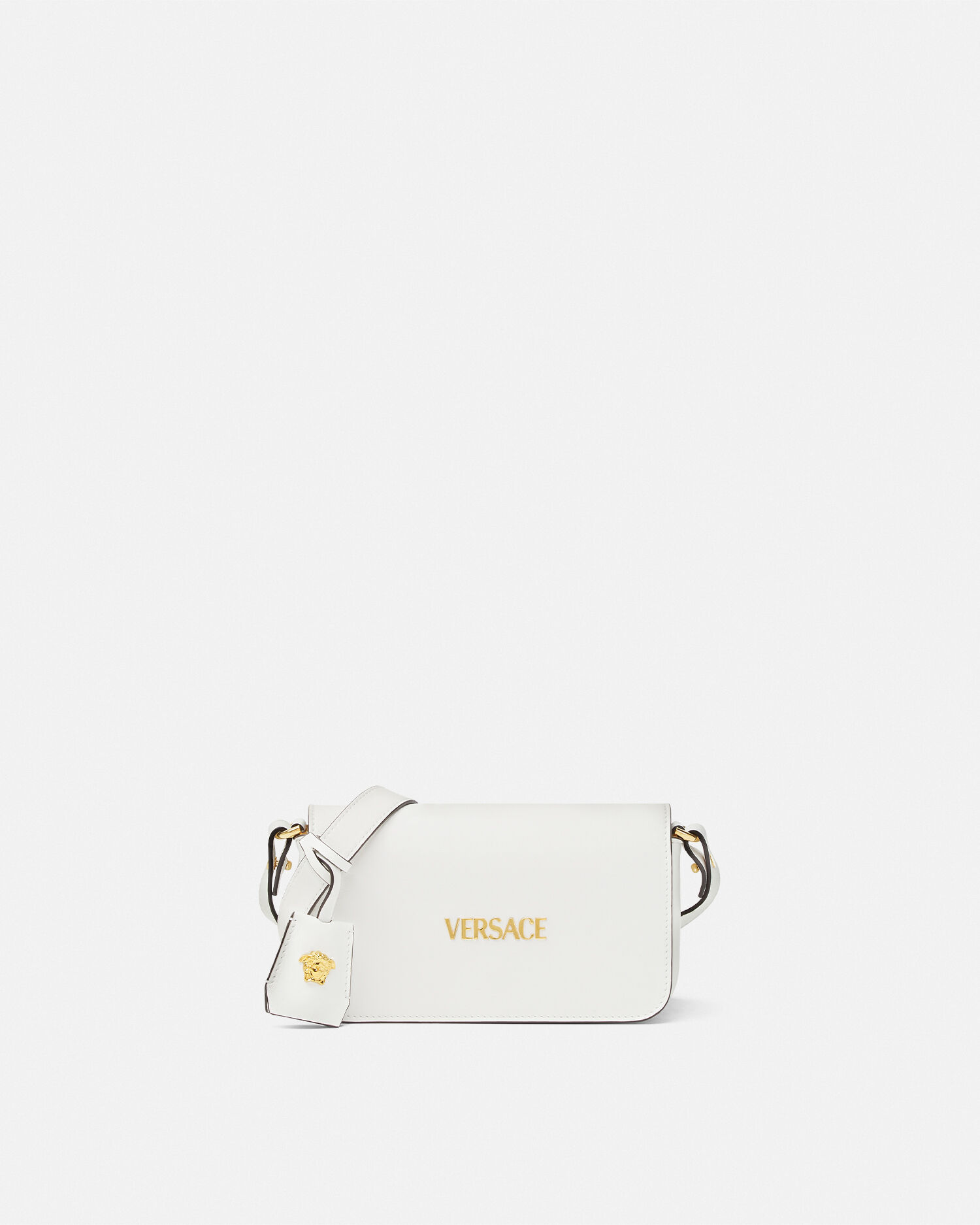 Versace Tag Nappa Mini Bag White | VERSACE US
