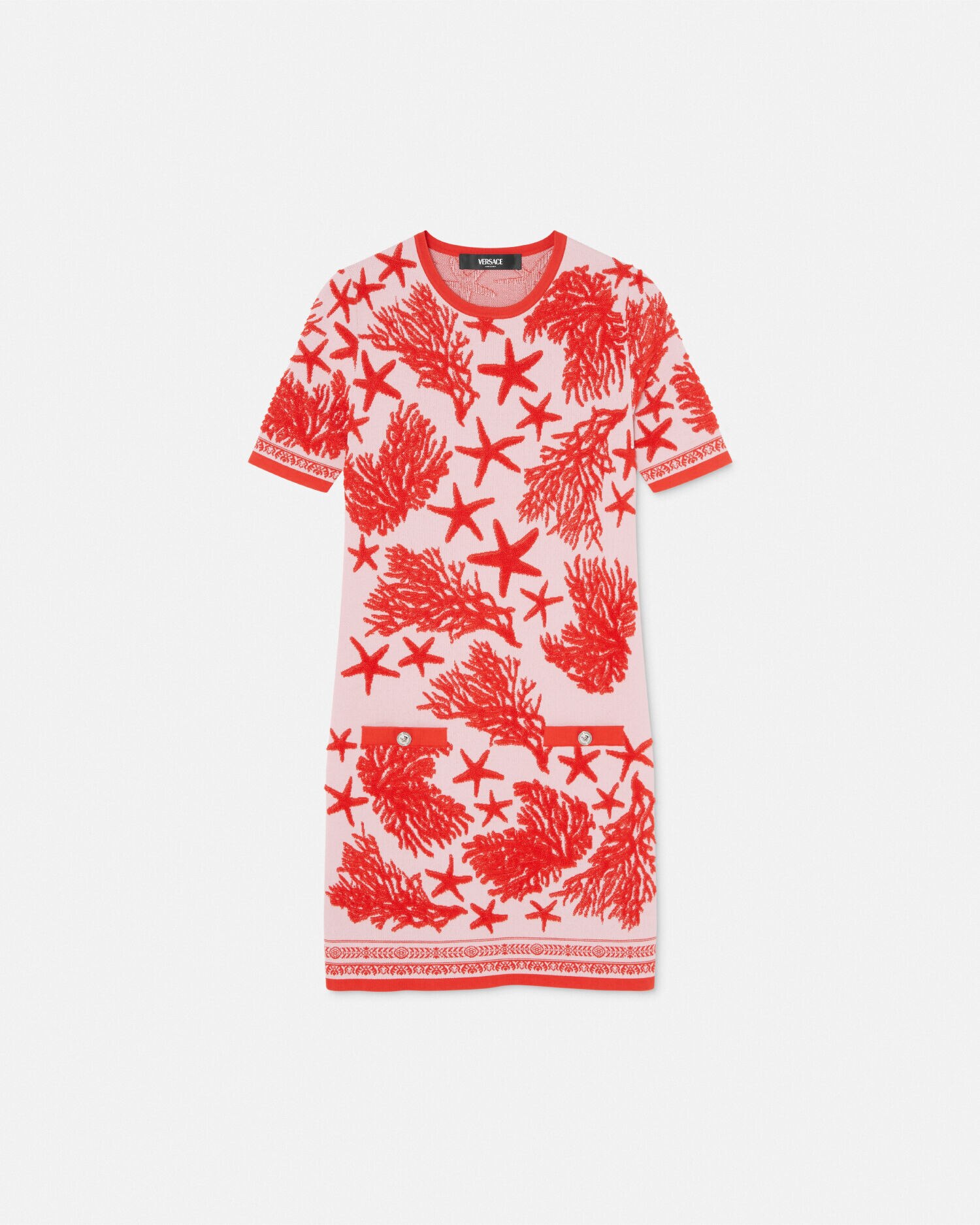 Barocco Sea Knit Midi Dress Pink | VERSACE US Barocco Sea Knit Midi Dress Pink | VERSACE US