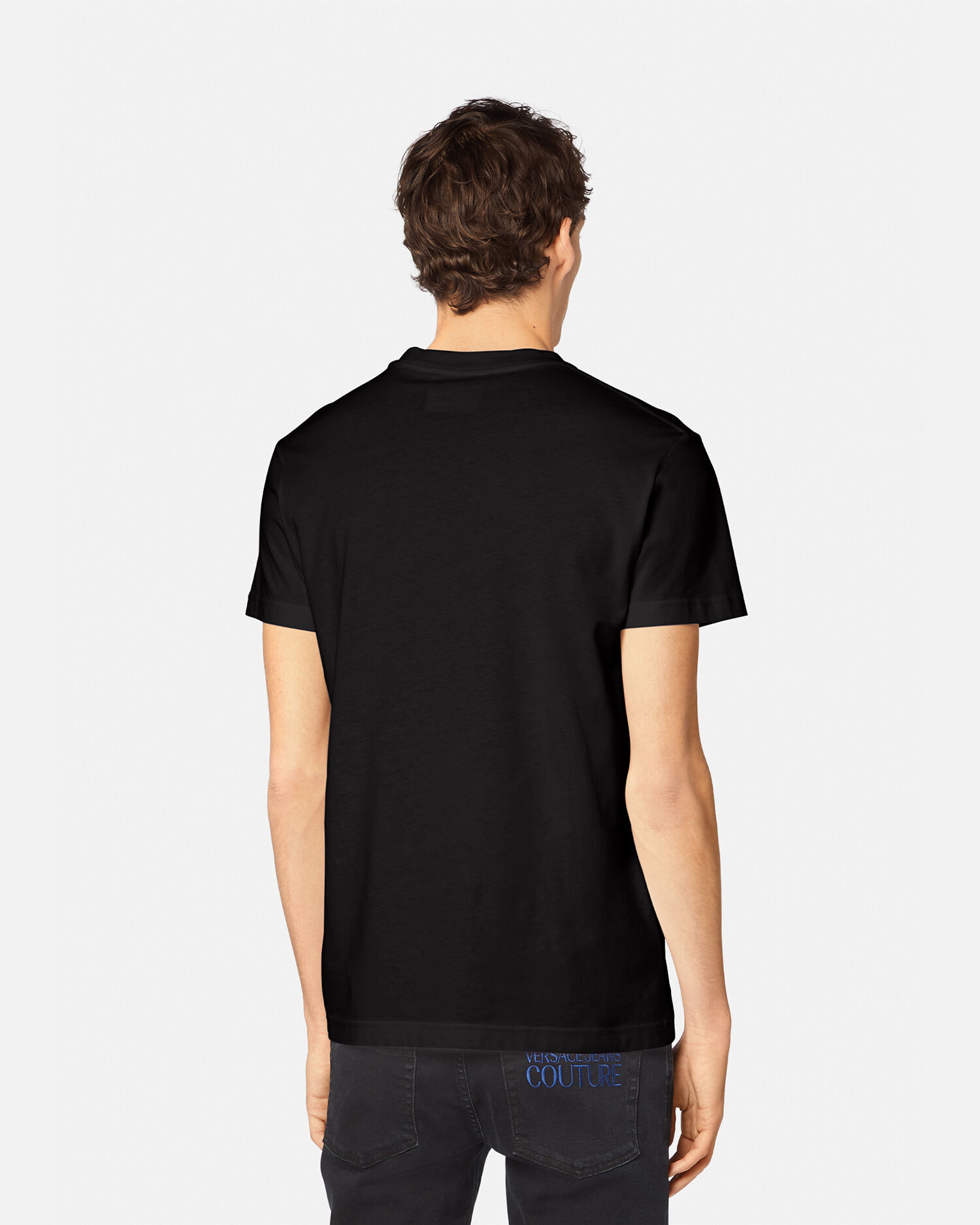 Versace jeans crew neck logo t shirt black on sale