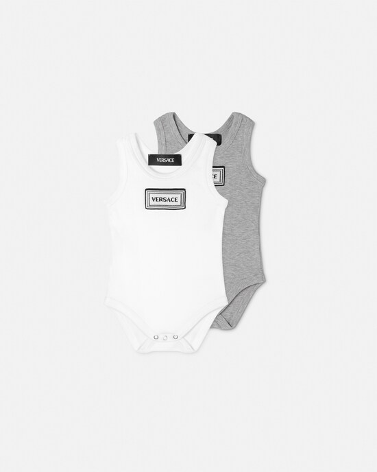 Baby Ribbed Cotton Bodysuit 2-Pack  White+Silver 1