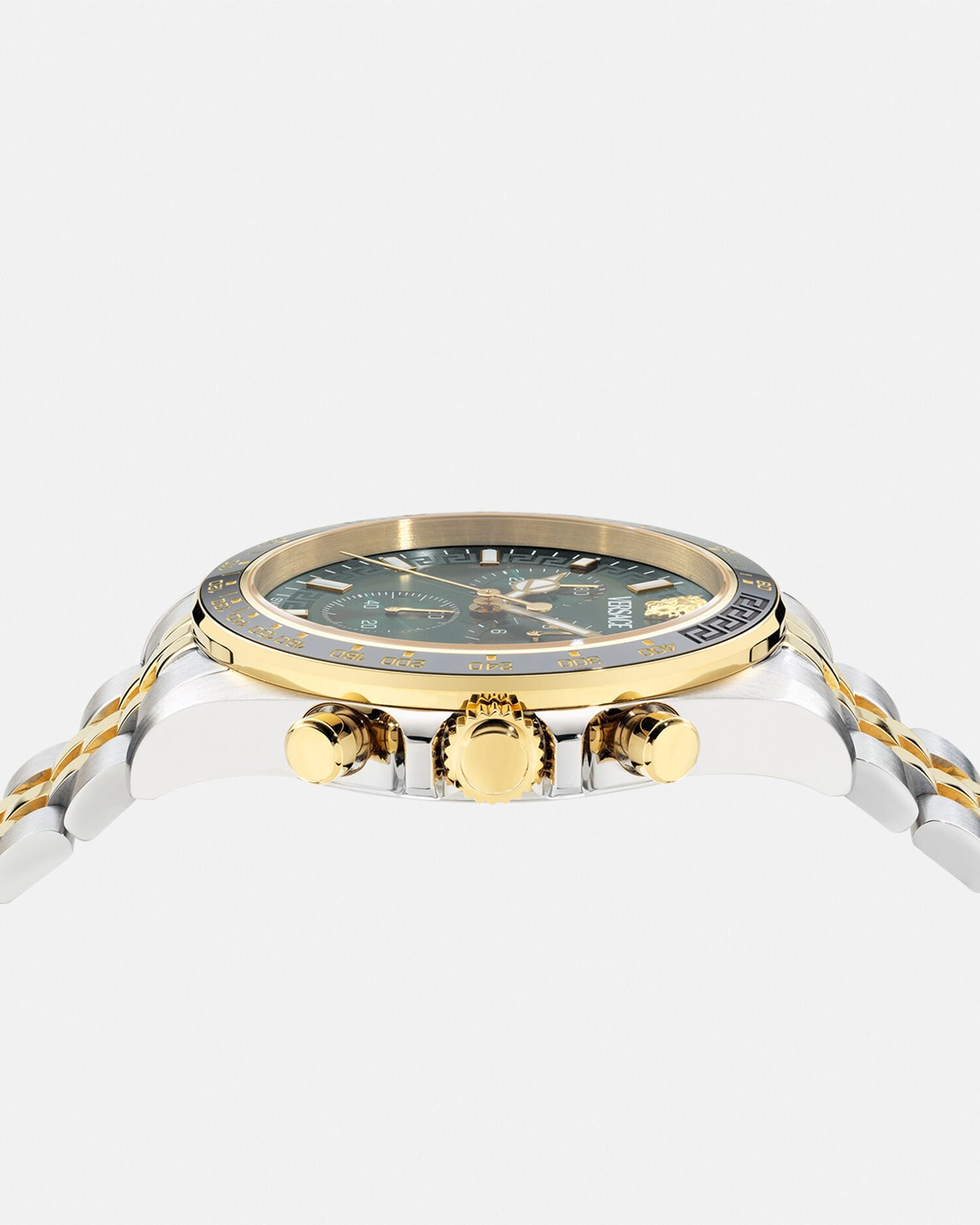 Greca Chrono Wave Watch Silver,Green | VERSACE US